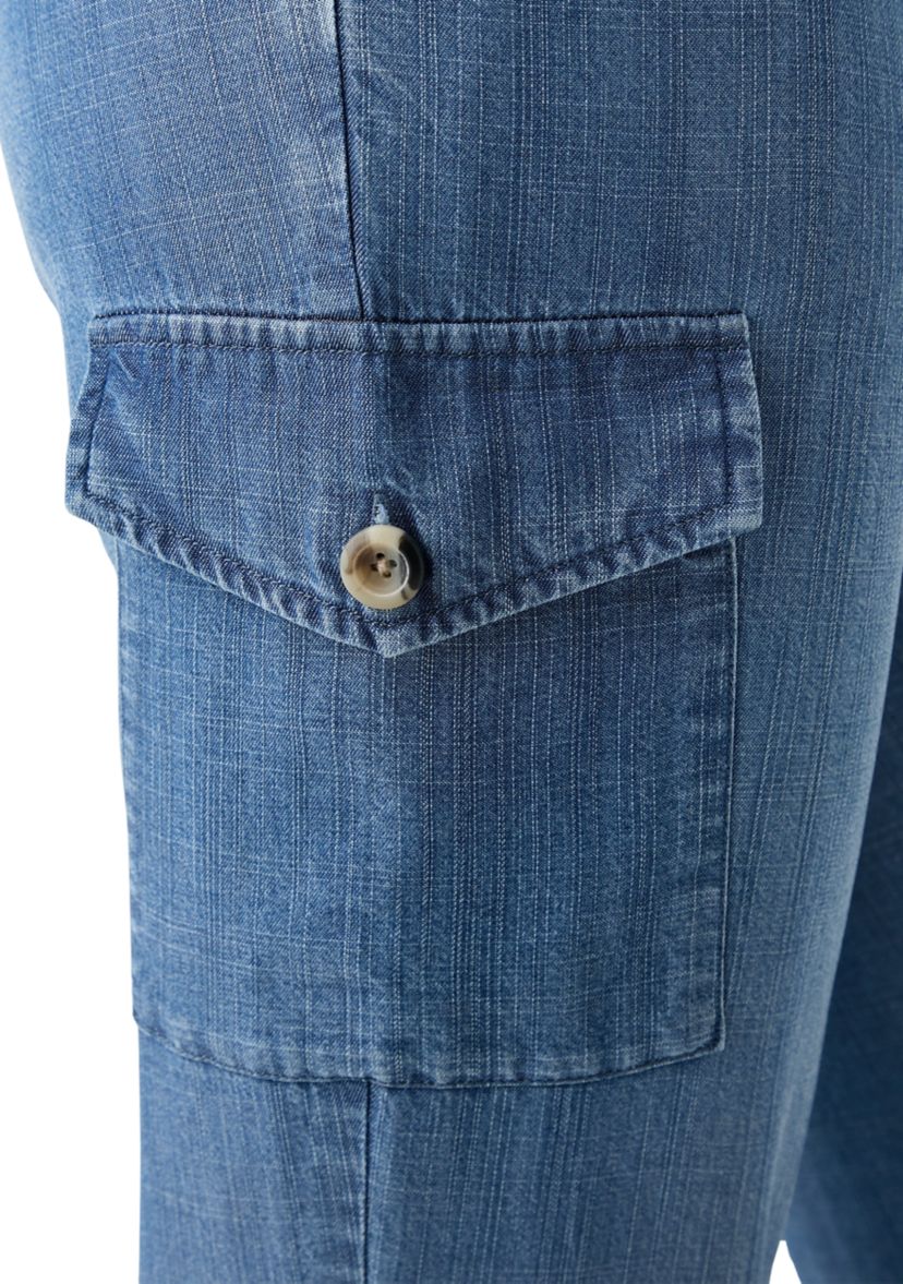 Petite Pull-On Tie Waist Drawstring Cargo Jogger Pants with Patch Pockets 