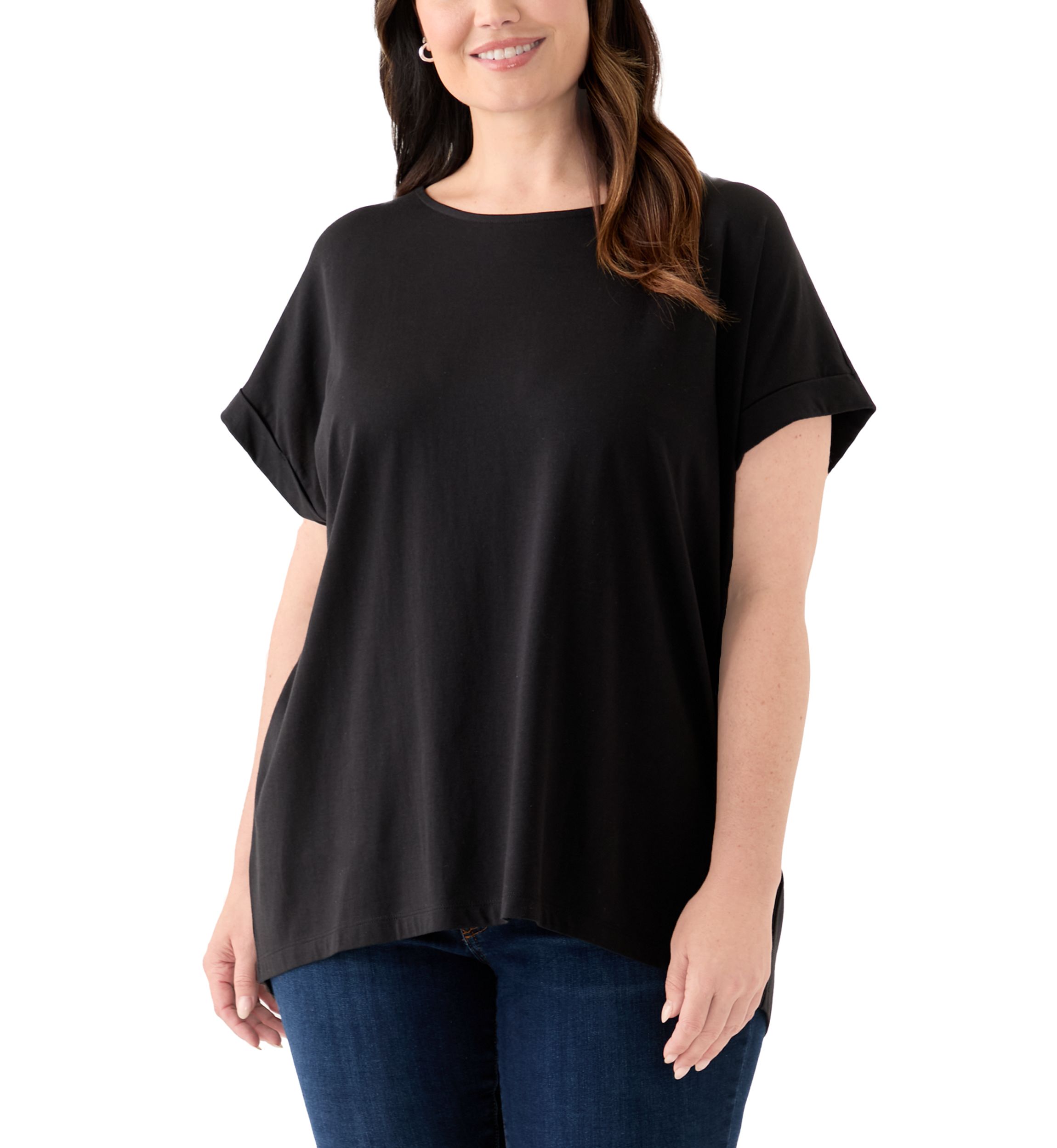 Plus Size Roll Sleeve Dolman T-Shirt
