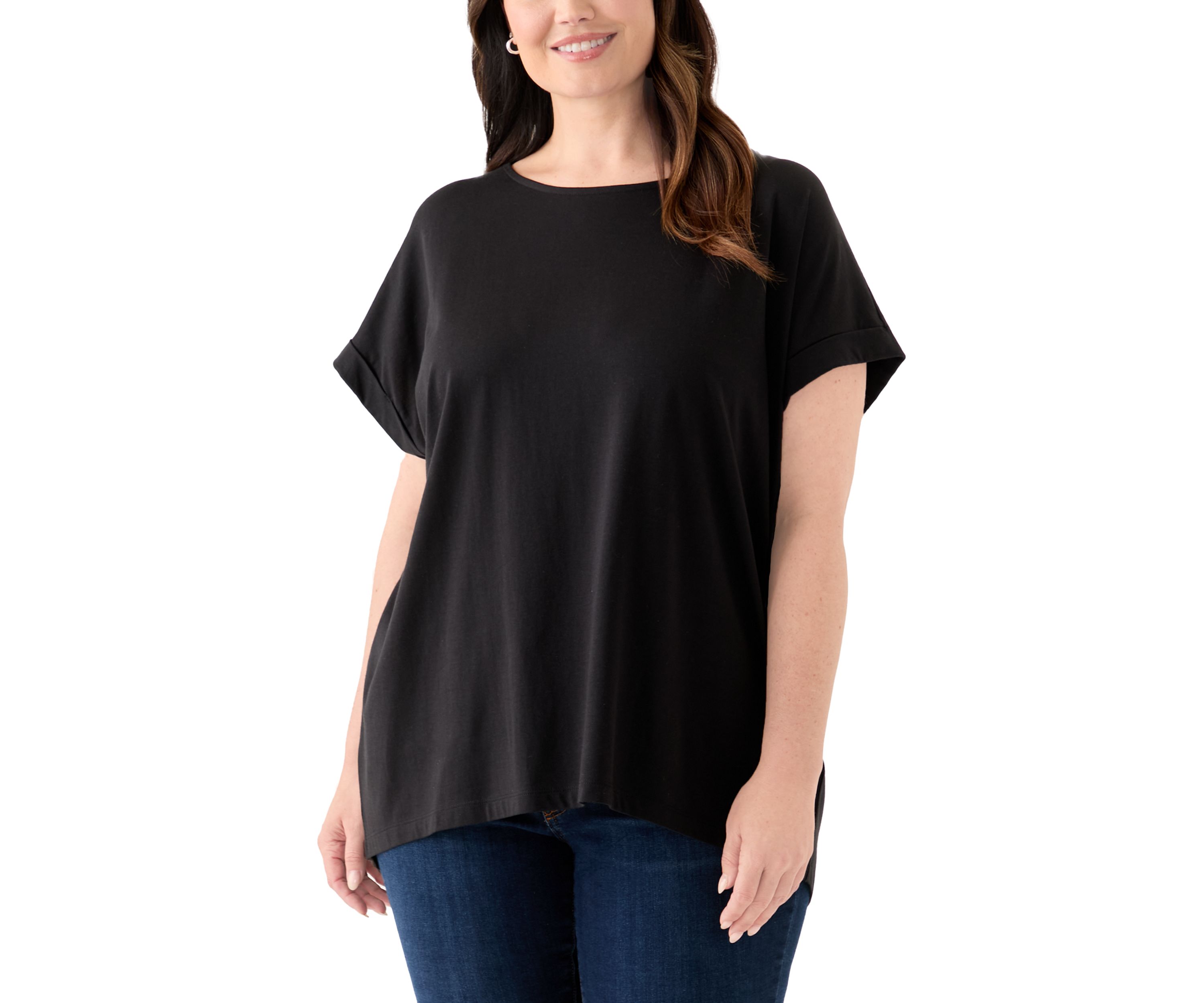 Plus Size Roll Sleeve Dolman T-Shirt