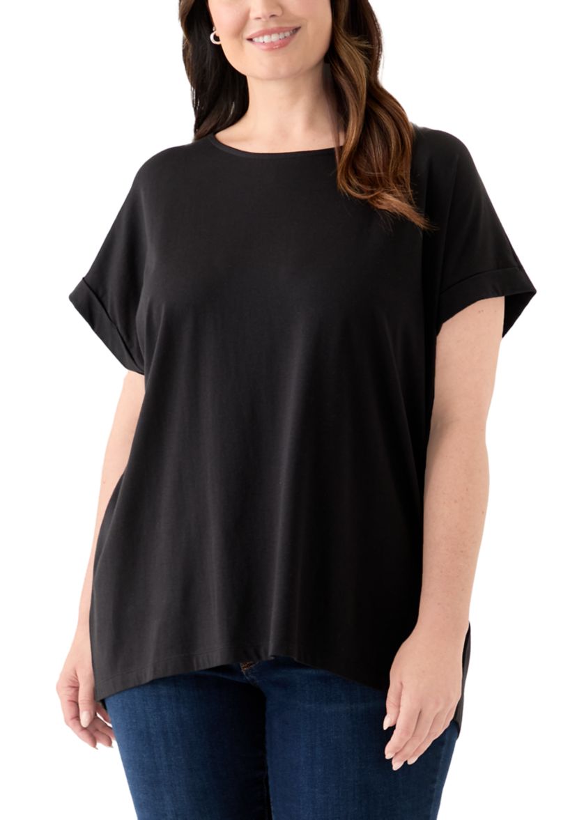 Plus Size Roll Sleeve Dolman T-Shirt