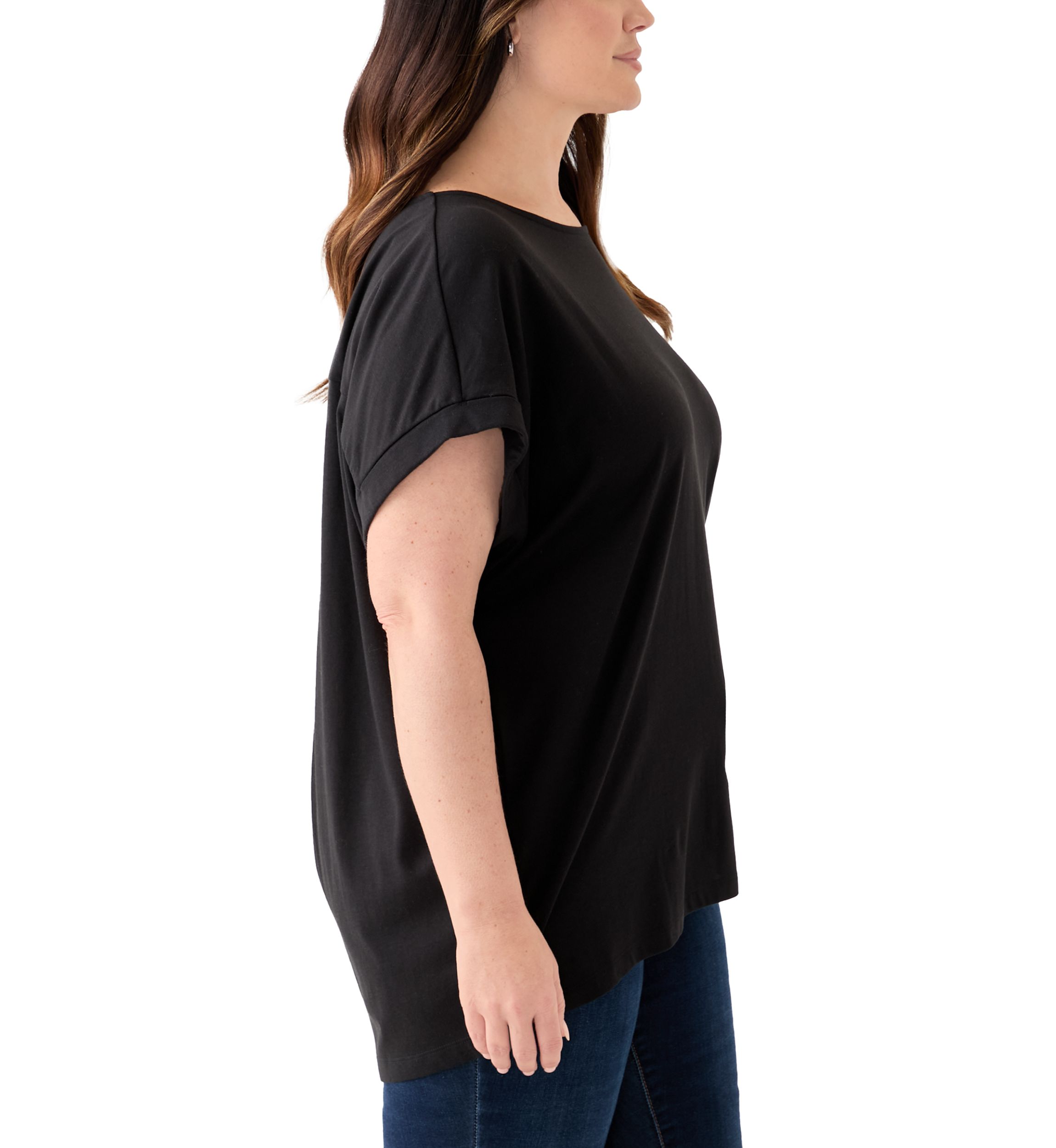 Plus Size Roll Sleeve Dolman T-Shirt