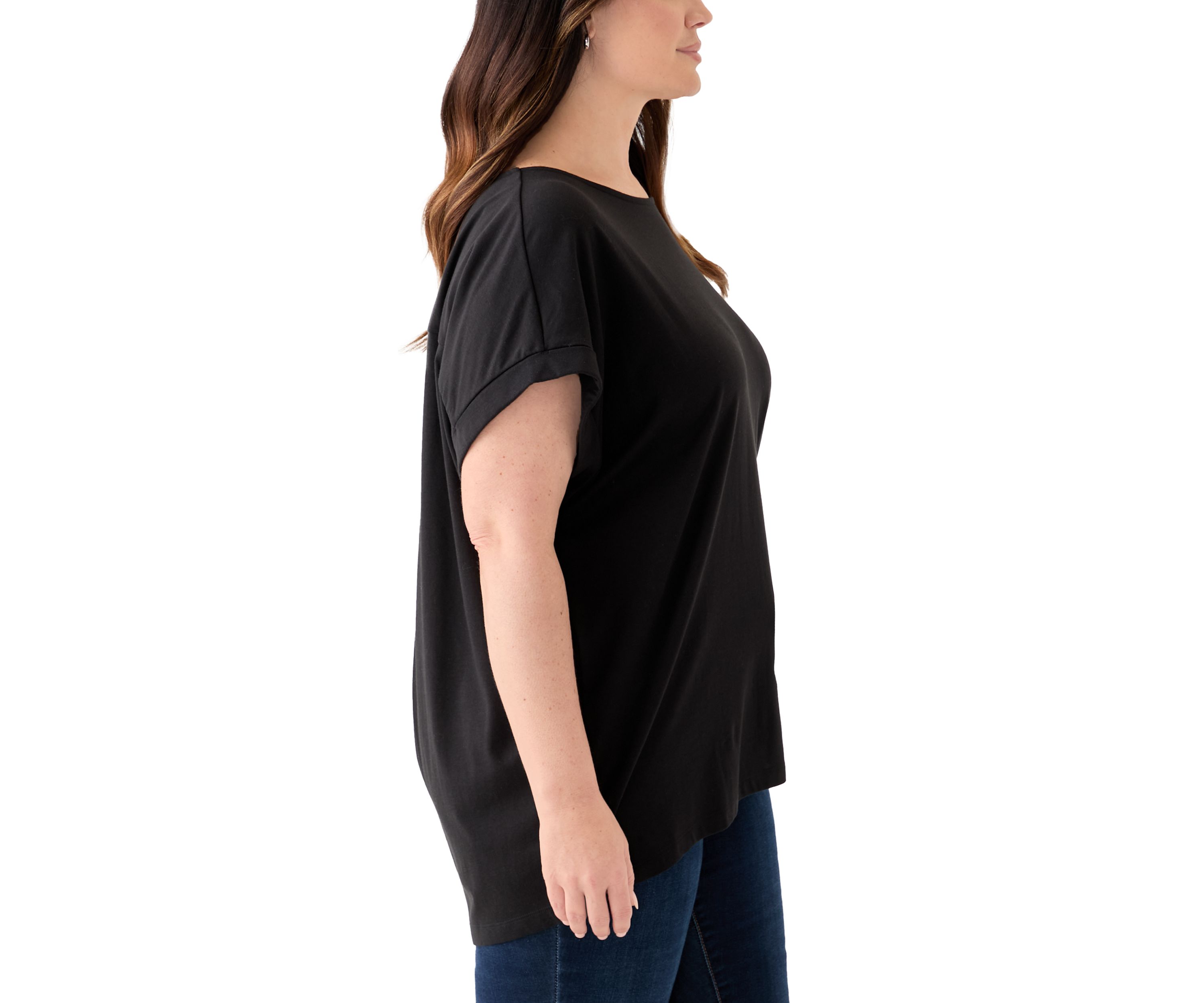 Plus Size Roll Sleeve Dolman T-Shirt