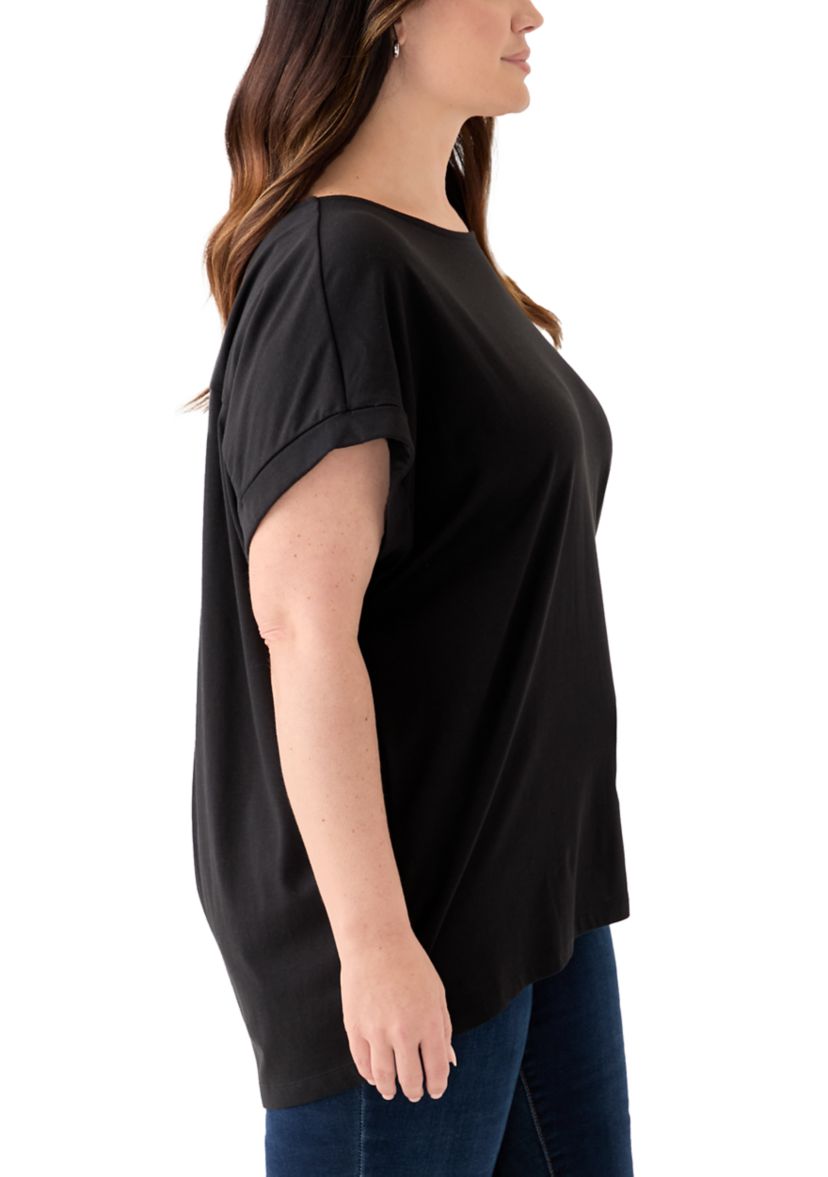 Plus Size Roll Sleeve Dolman T-Shirt