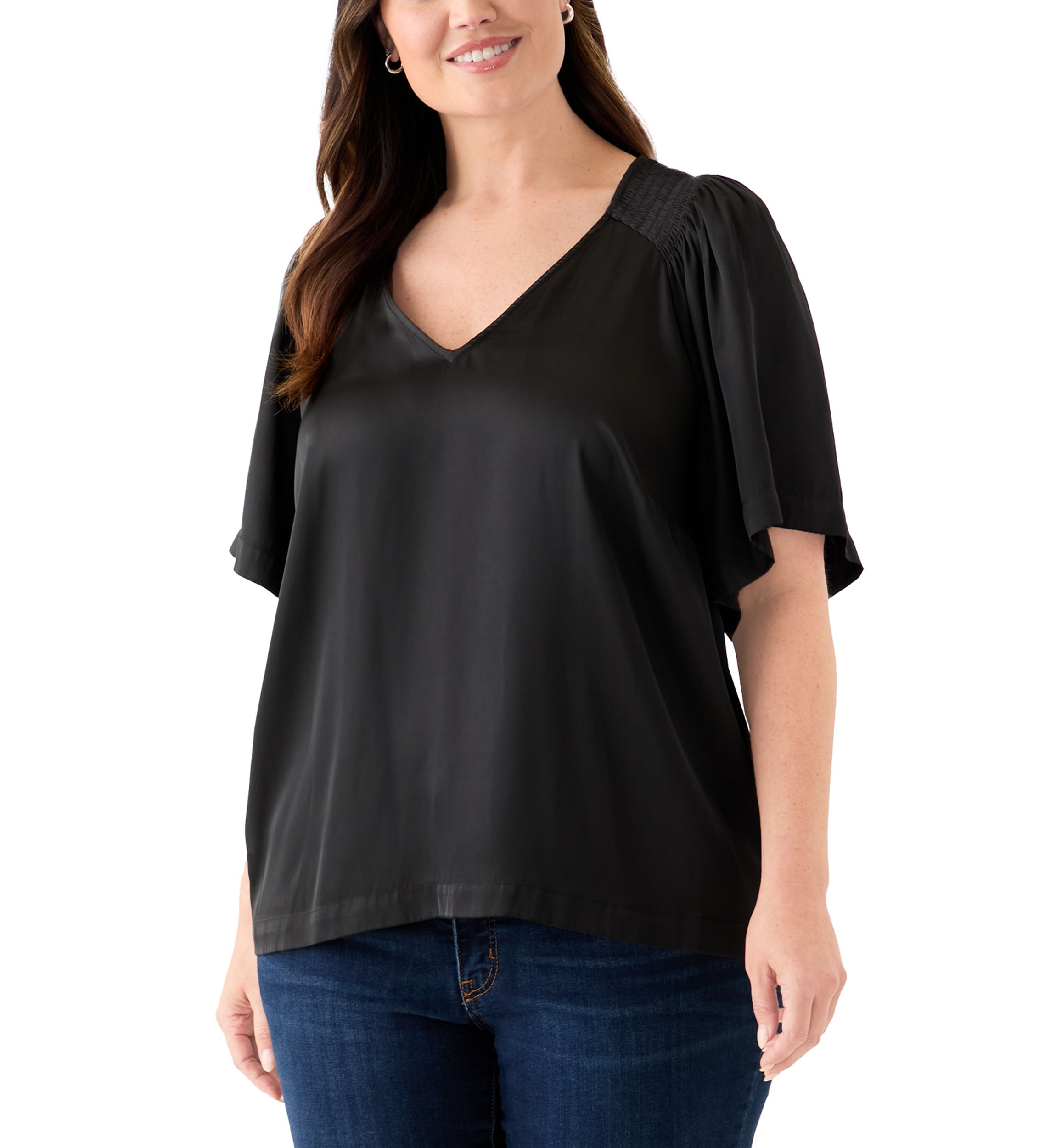 Plus Size Smocked Woven Airflow Top