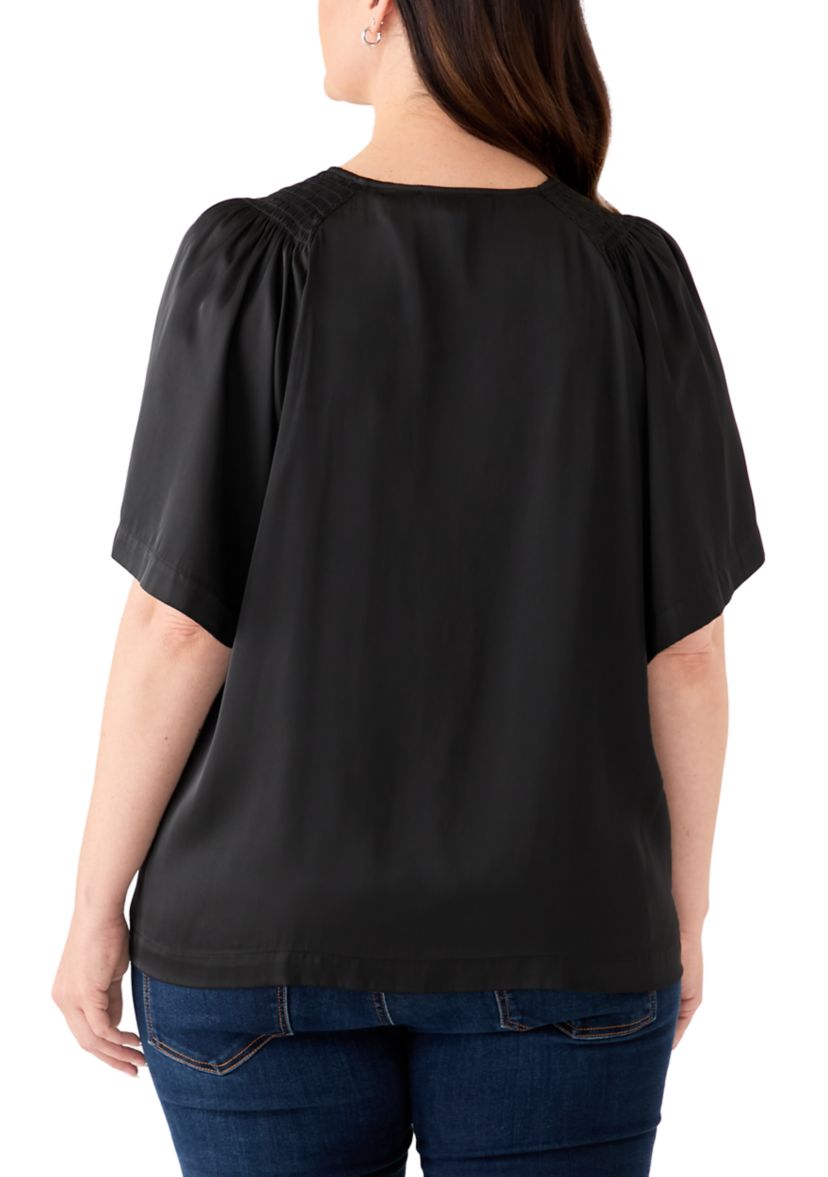 Plus Size Smocked Woven Airflow Top