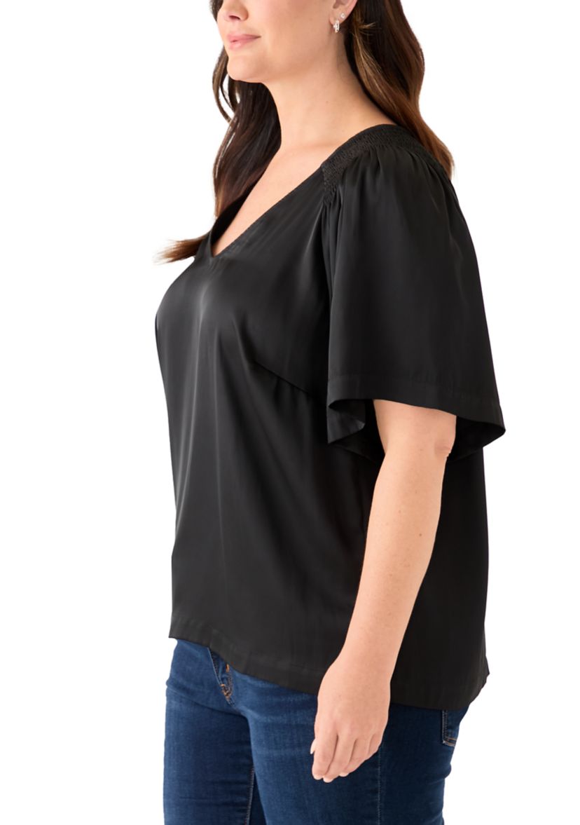 Plus Size Smocked Woven Airflow Top