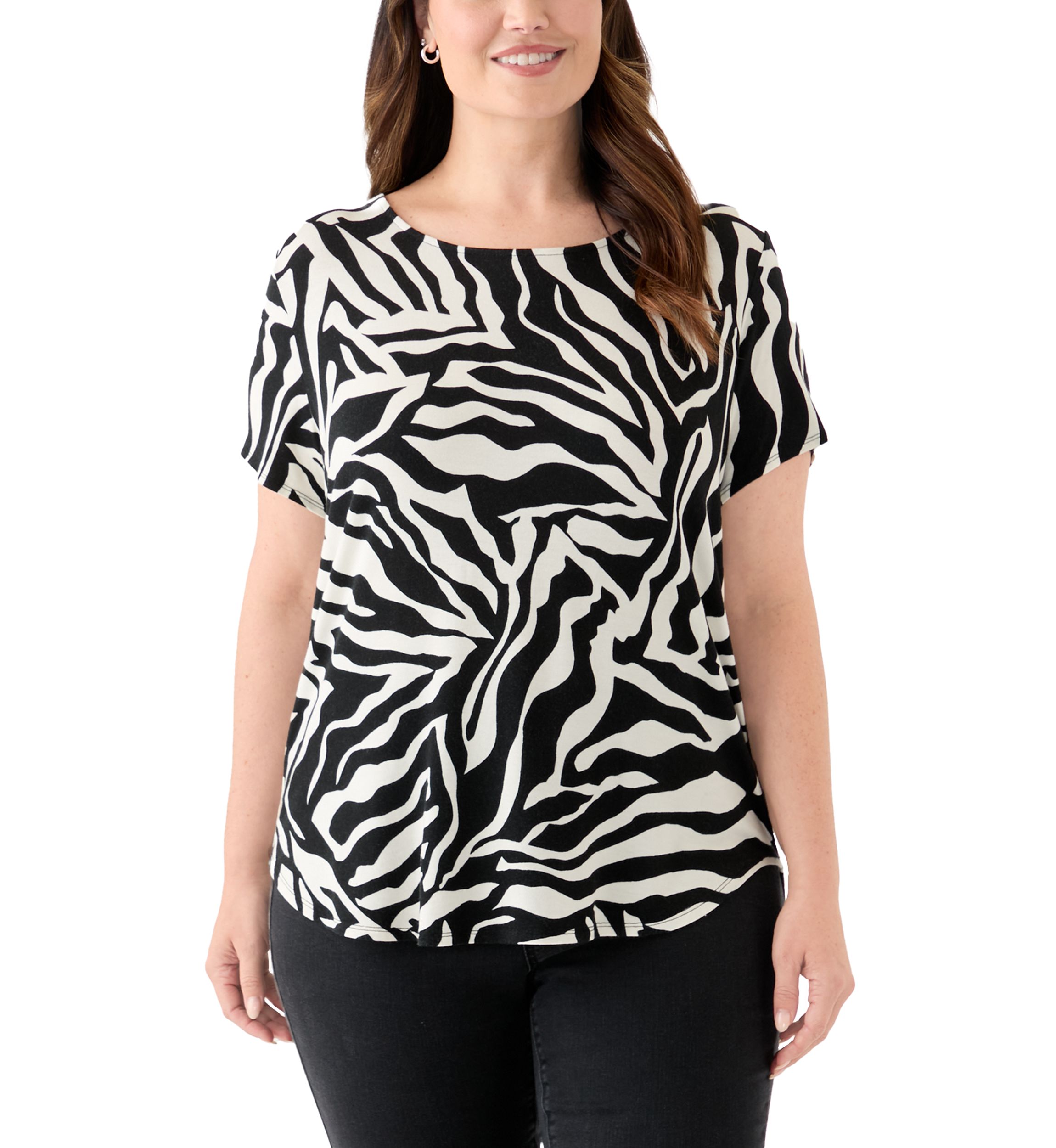 Plus Size Short Sleeve Pleat Back T-Shirt