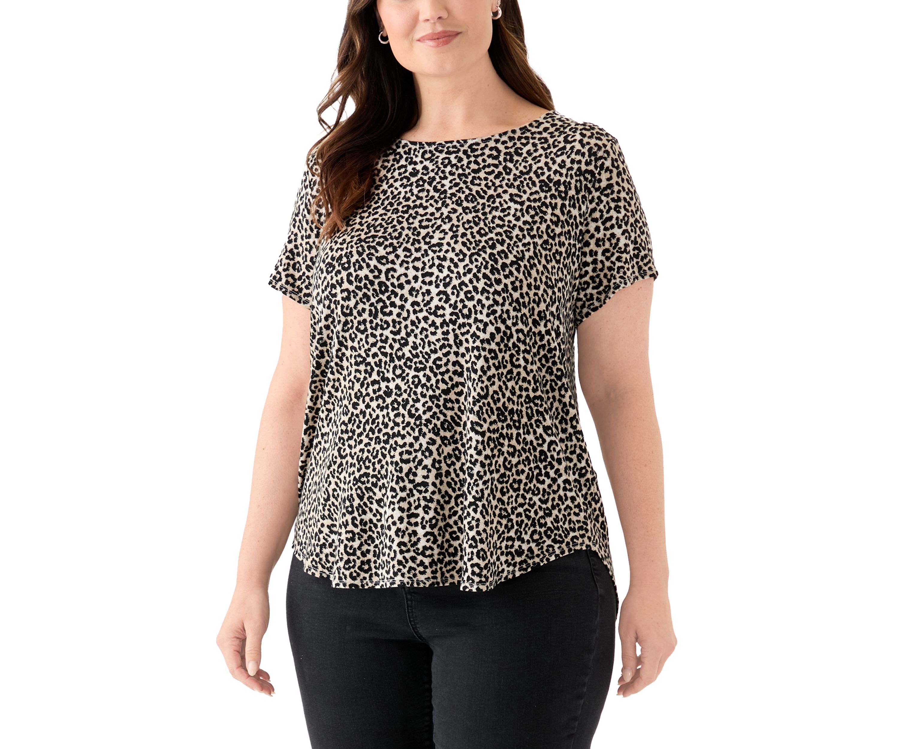 Plus Size Short Sleeve Pleat Back T-Shirt