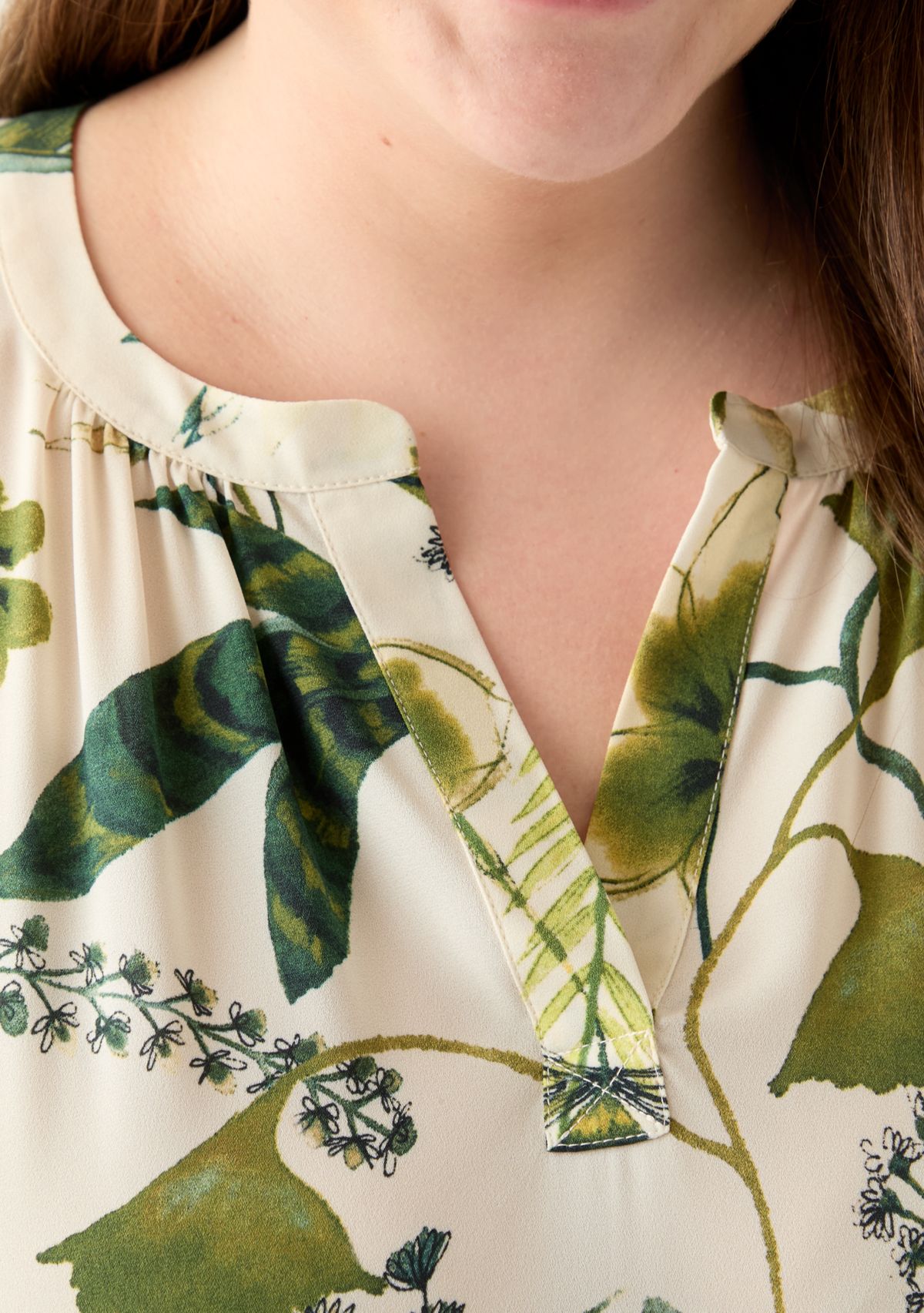 Plus Size Short Sleeve Knit to Woven Printed Top