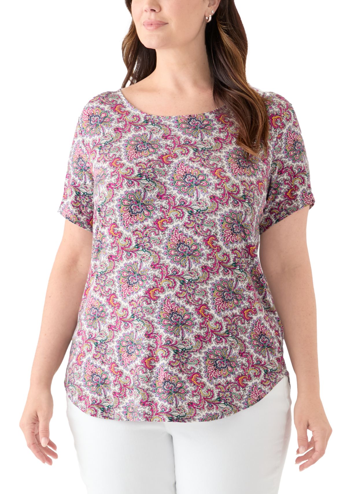 Plus Size Short Sleeve Pleat Back T-Shirt