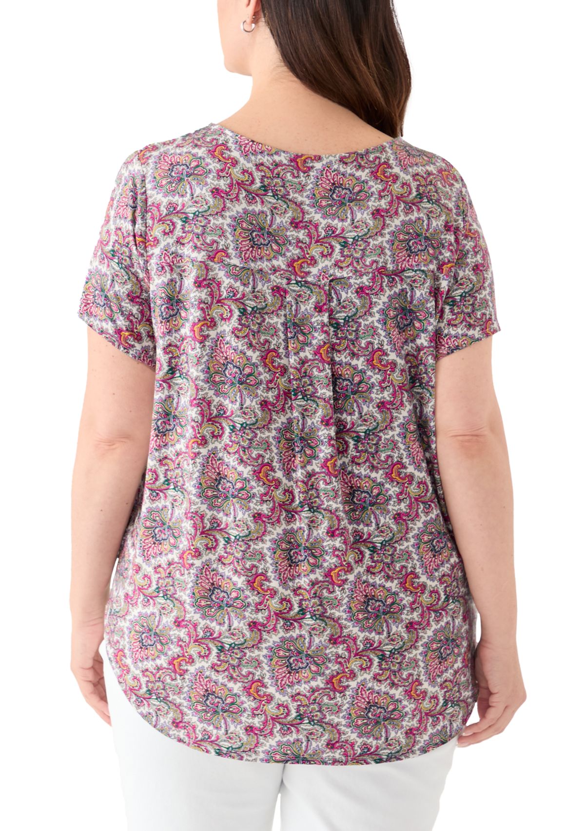 Plus Size Short Sleeve Pleat Back T-Shirt