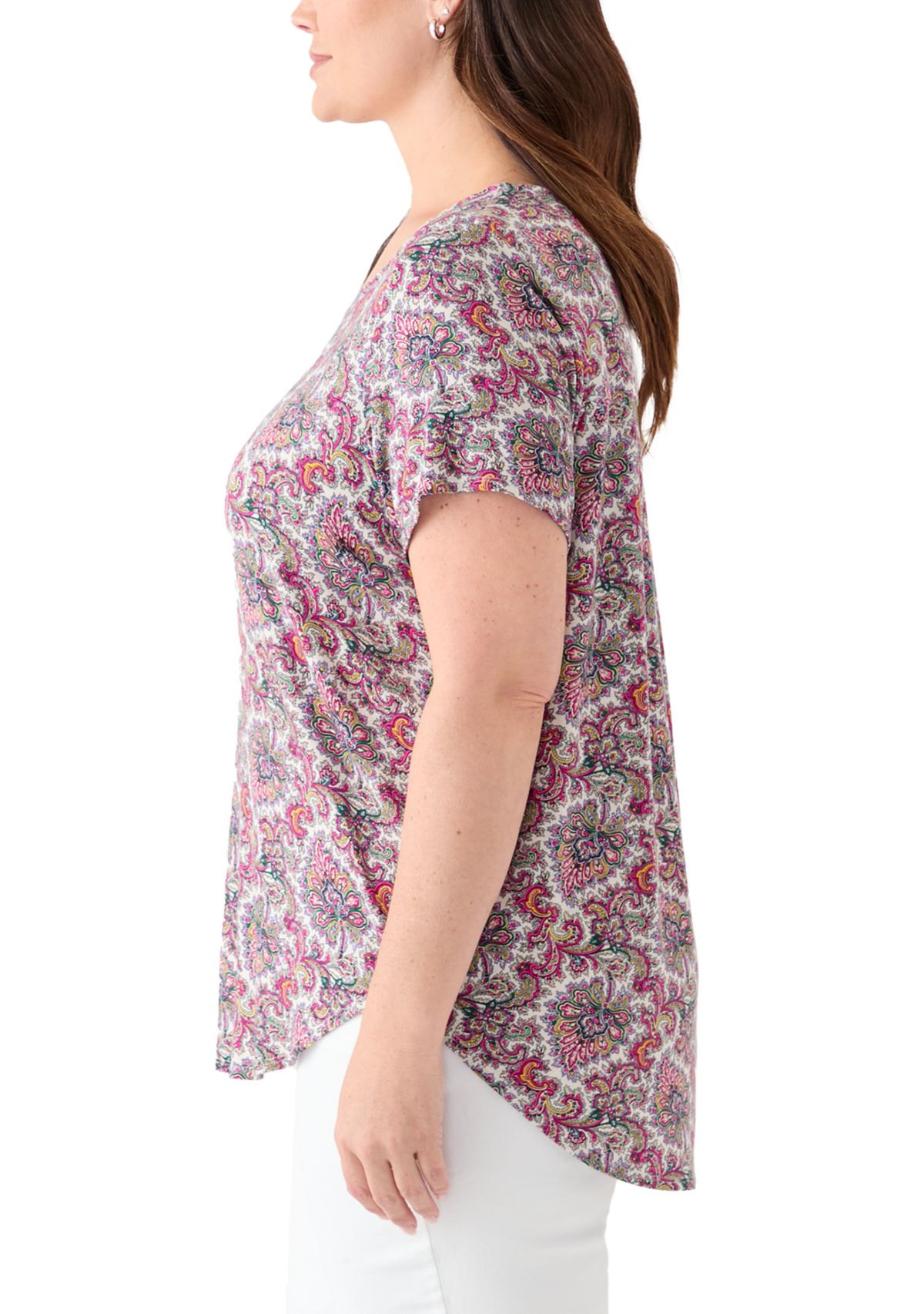 Plus Size Short Sleeve Pleat Back T-Shirt