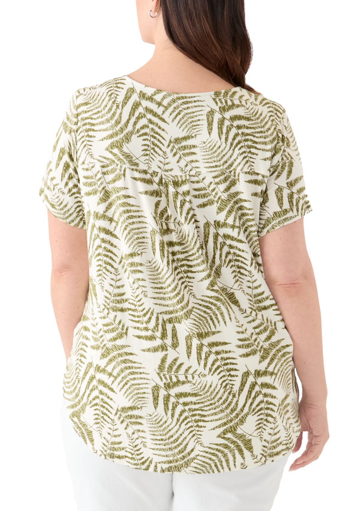 Plus Size Short Sleeve Pleat Back T-Shirt
