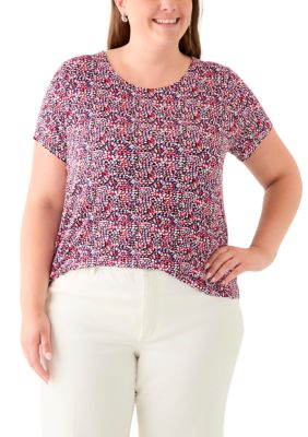 PHILOSOPHY BY REPUBLIC Women's Plus Size Short Sleeve Crew Neck Round High Low T-Shirt