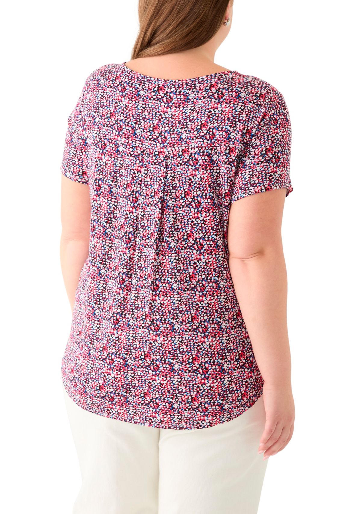 Plus Size Short Sleeve Crew Neck Round High Low T-Shirt