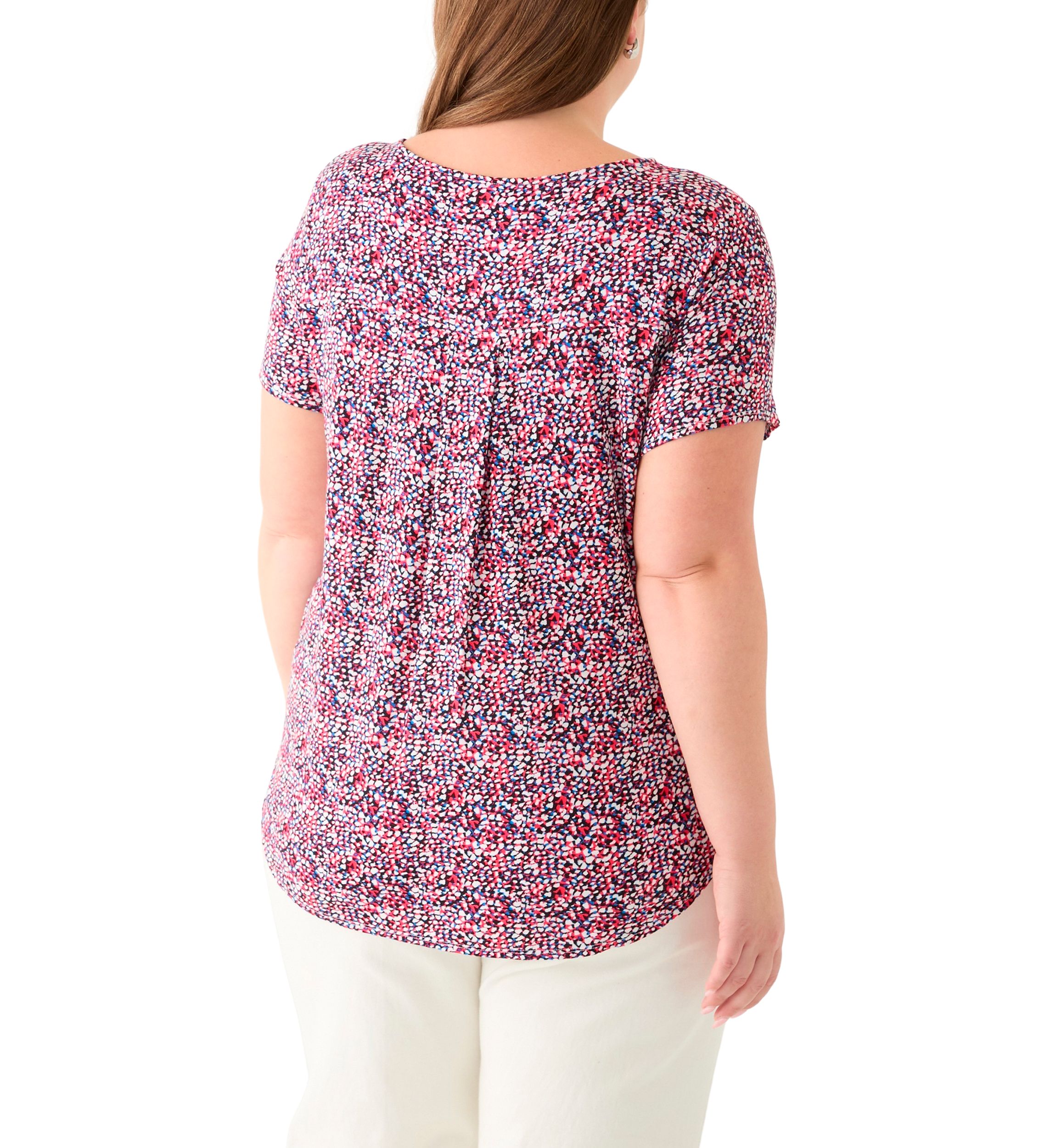 Plus Size Short Sleeve Crew Neck Round High Low T-Shirt