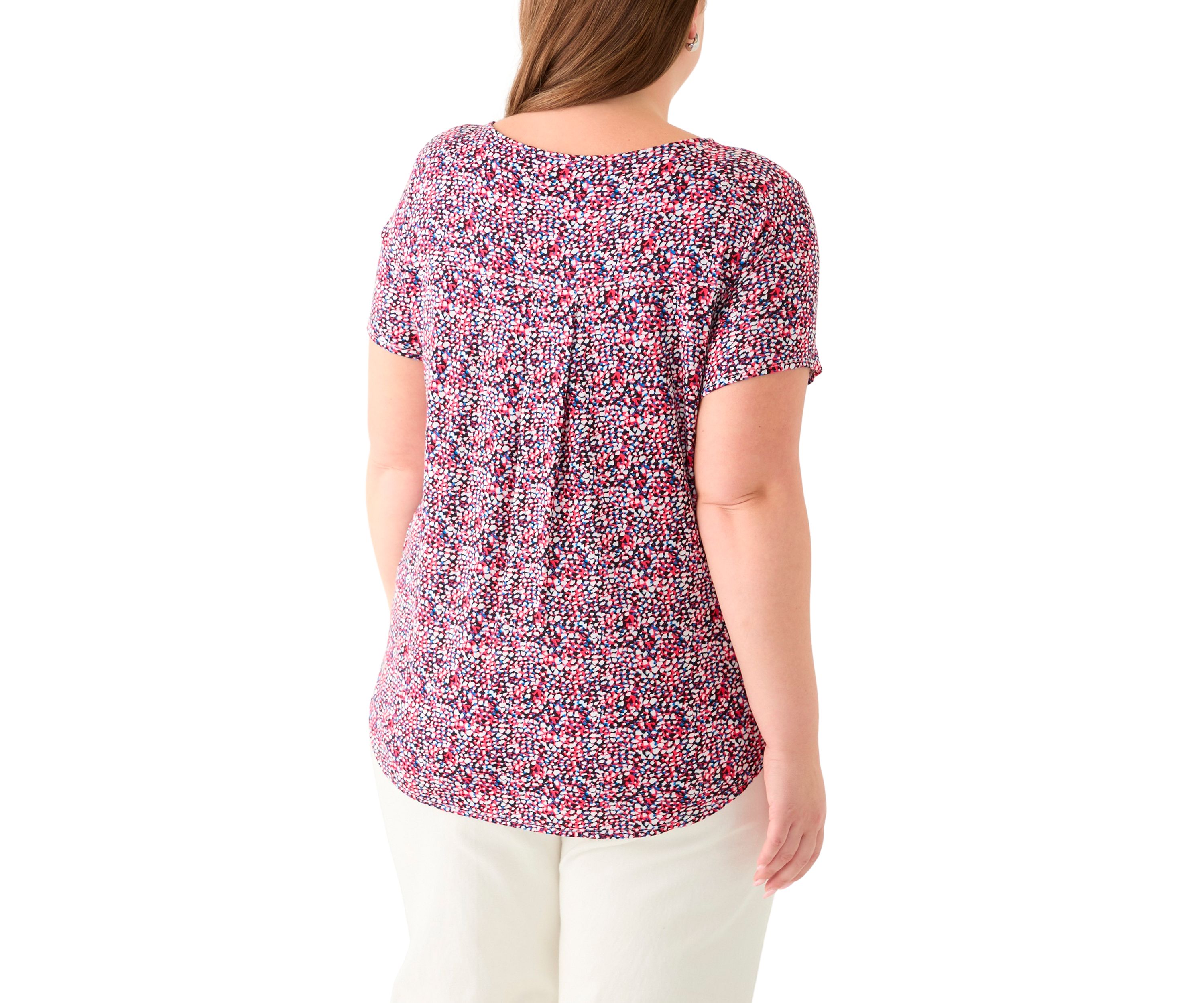 Plus Size Short Sleeve Crew Neck Round High Low T-Shirt