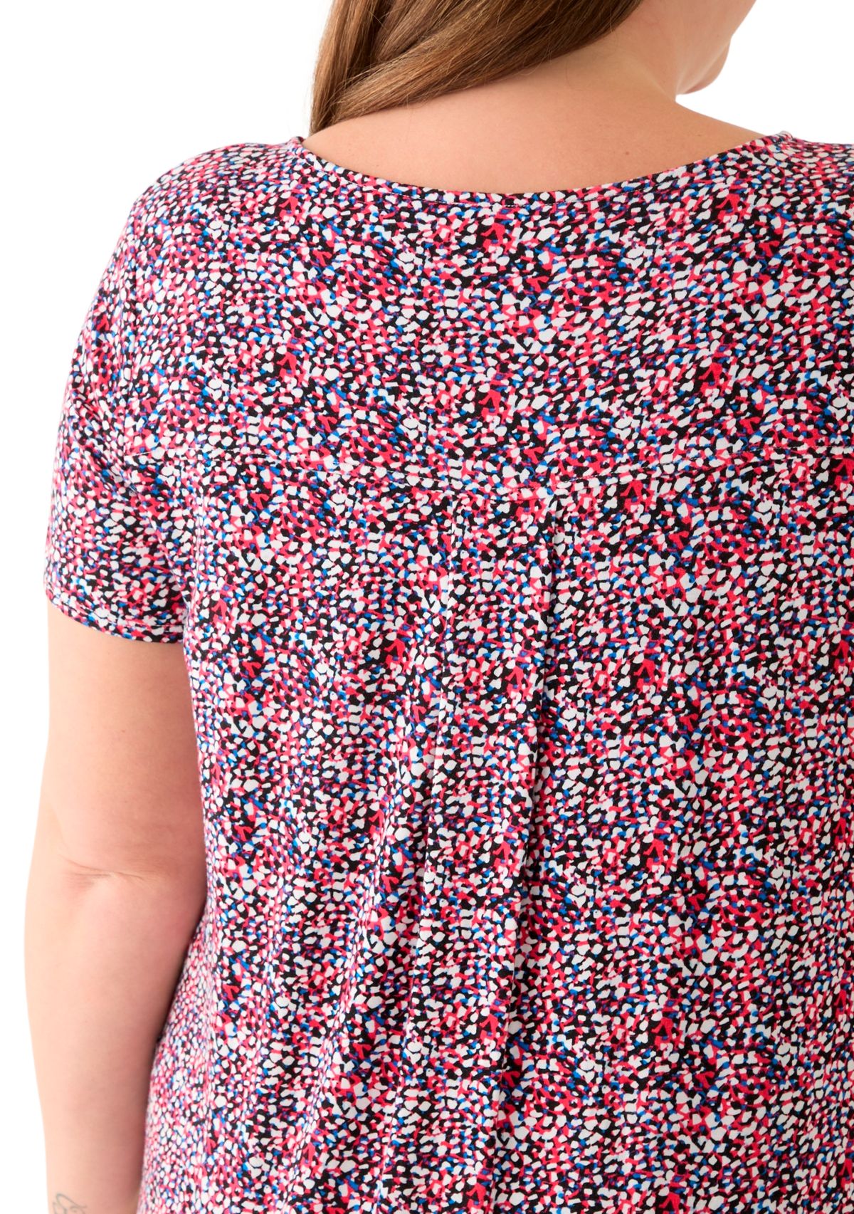 Plus Size Short Sleeve Crew Neck Round High Low T-Shirt