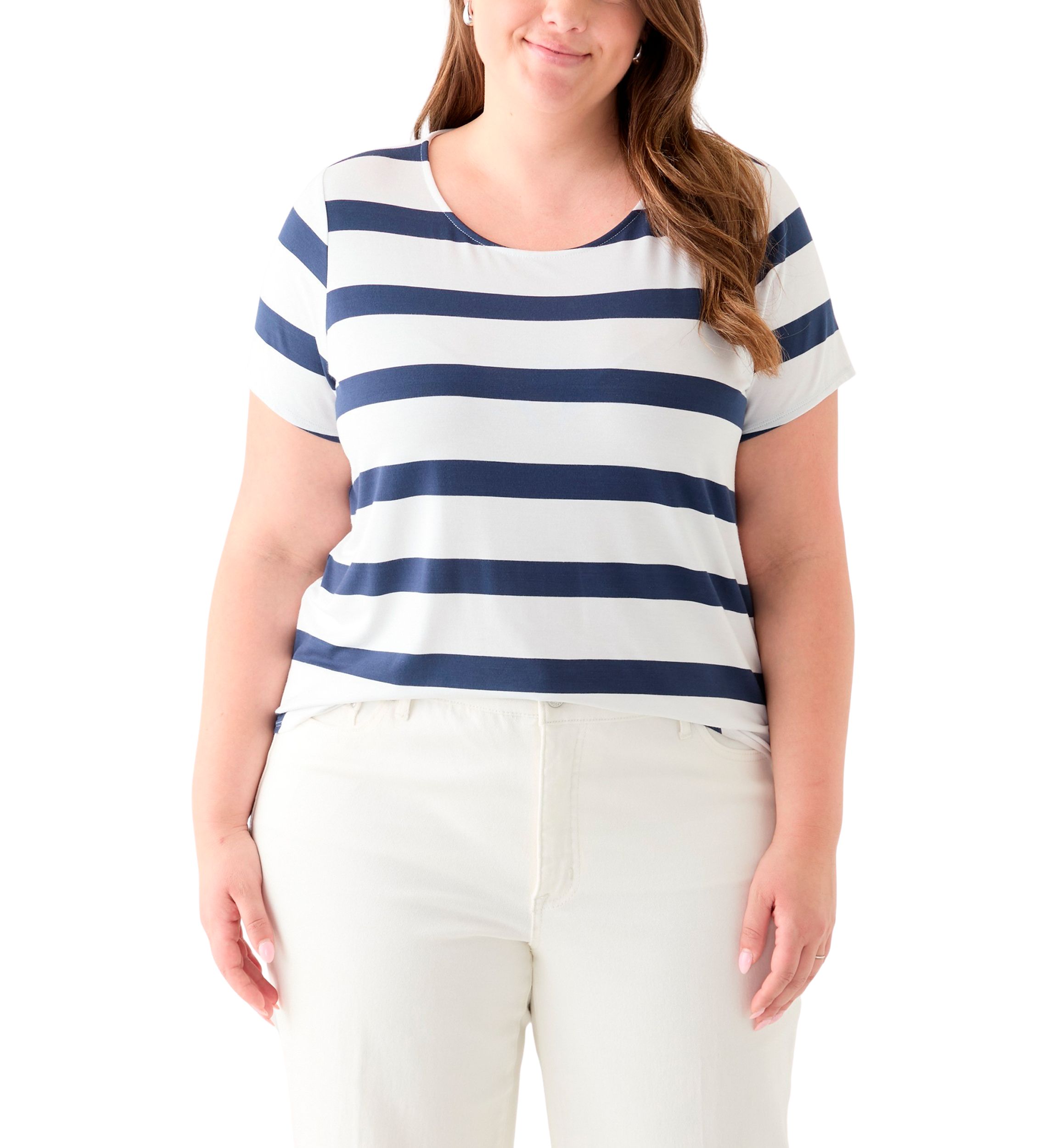 Plus Size Short Sleeve Crew Neck Round High Low T-Shirt