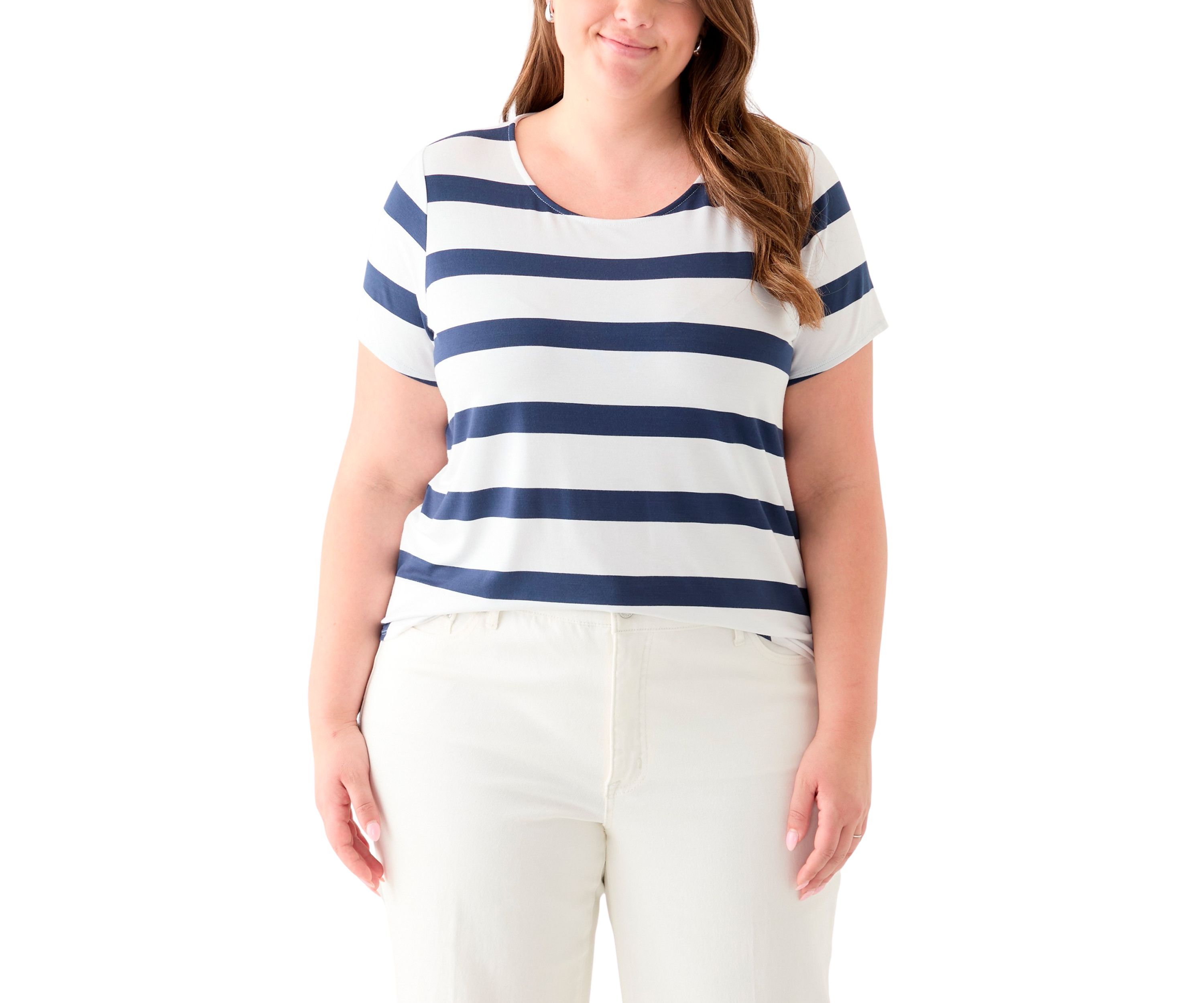 Plus Size Short Sleeve Crew Neck Round High Low T-Shirt