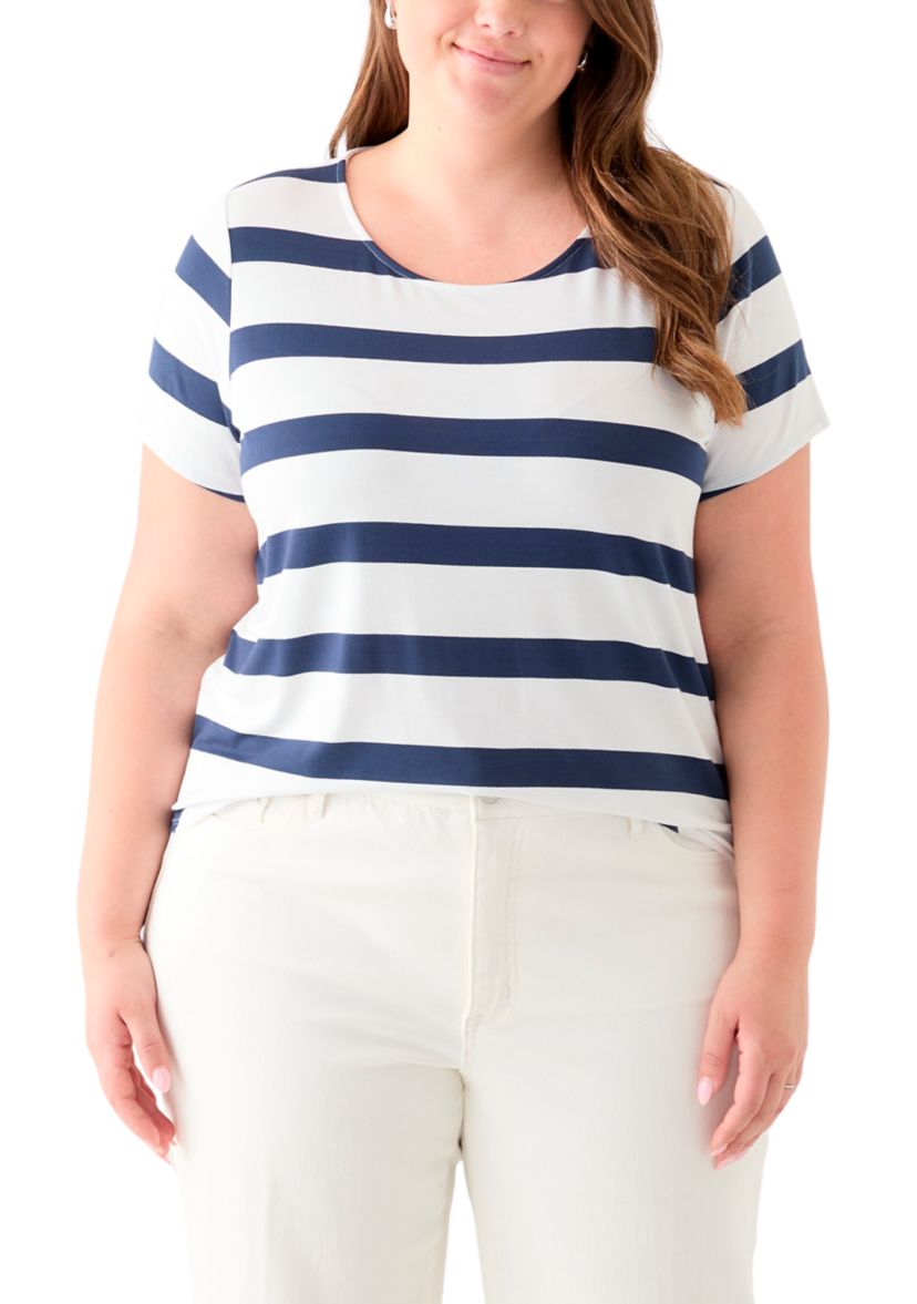 Plus Size Short Sleeve Crew Neck Round High Low T-Shirt
