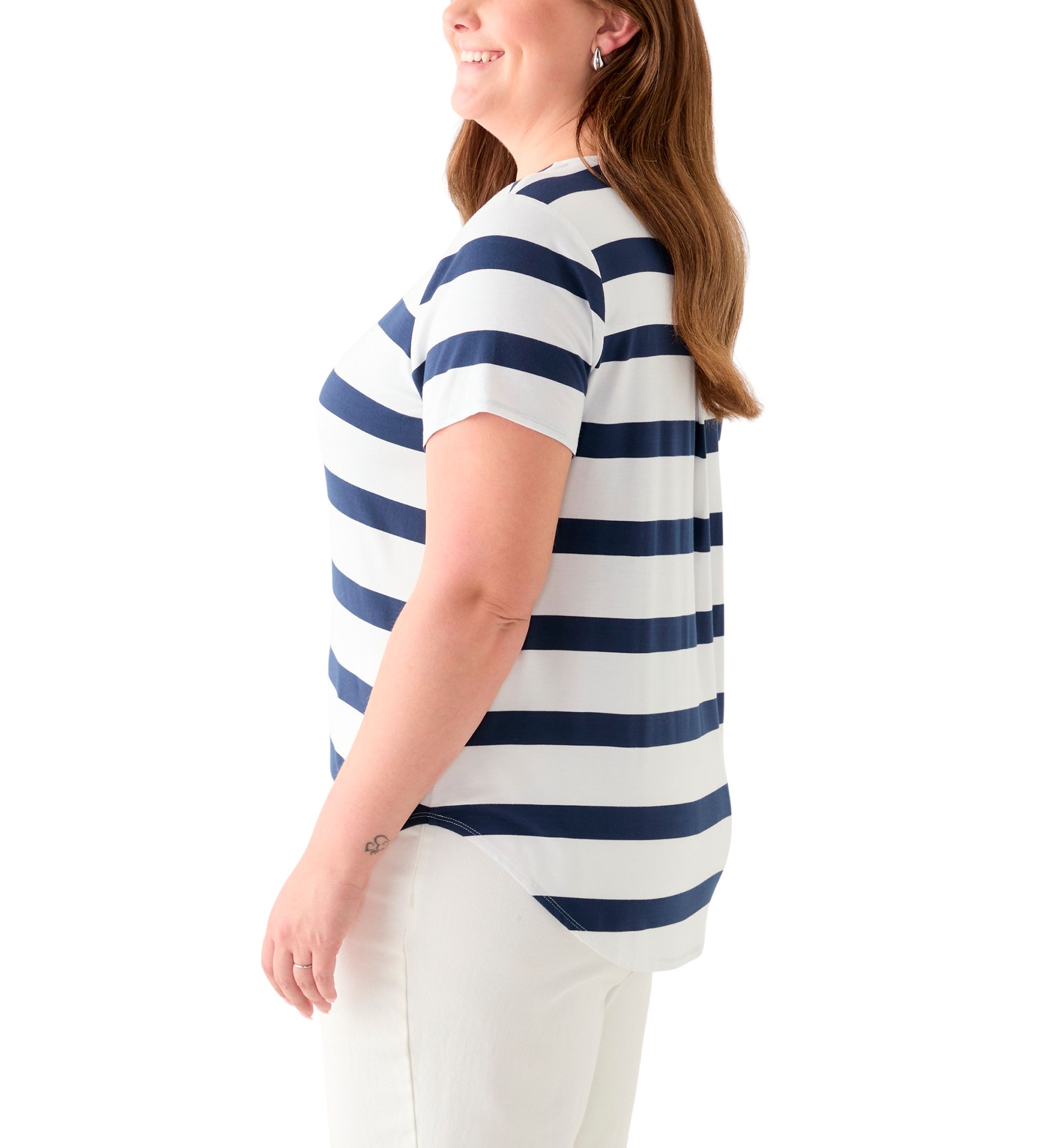 Plus Size Short Sleeve Crew Neck Round High Low T-Shirt