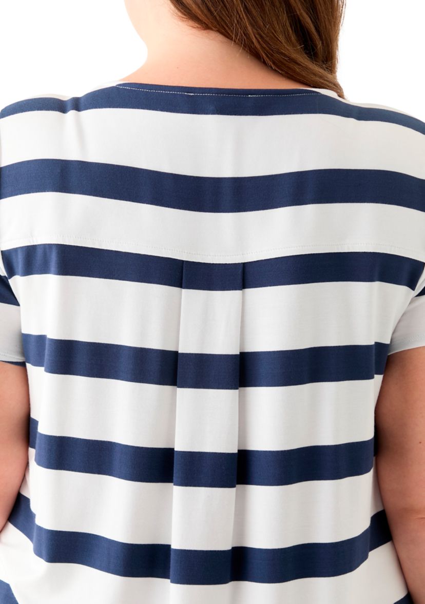Plus Size Short Sleeve Crew Neck Round High Low T-Shirt