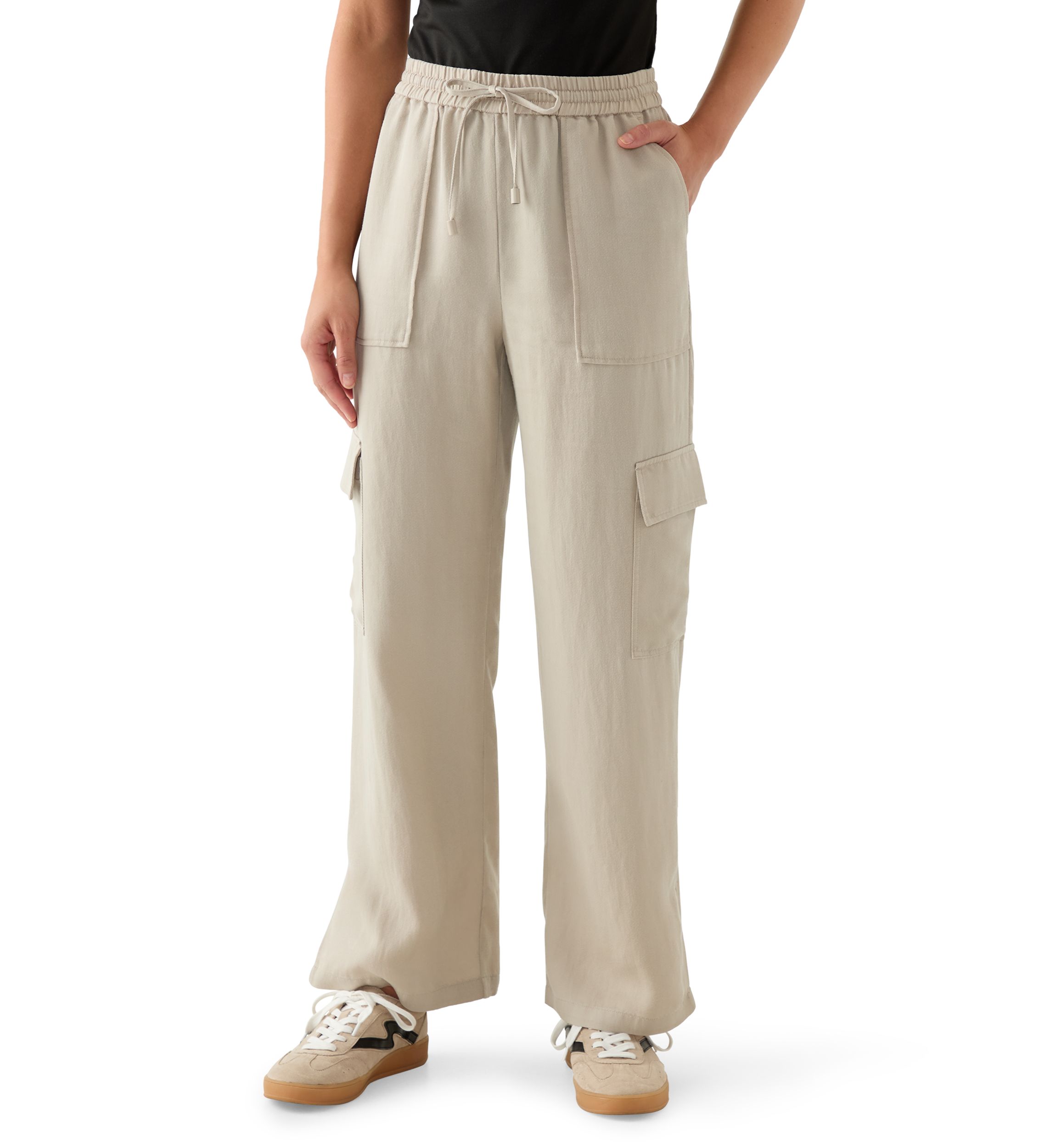 Petite Tie-Front Cargo Pants