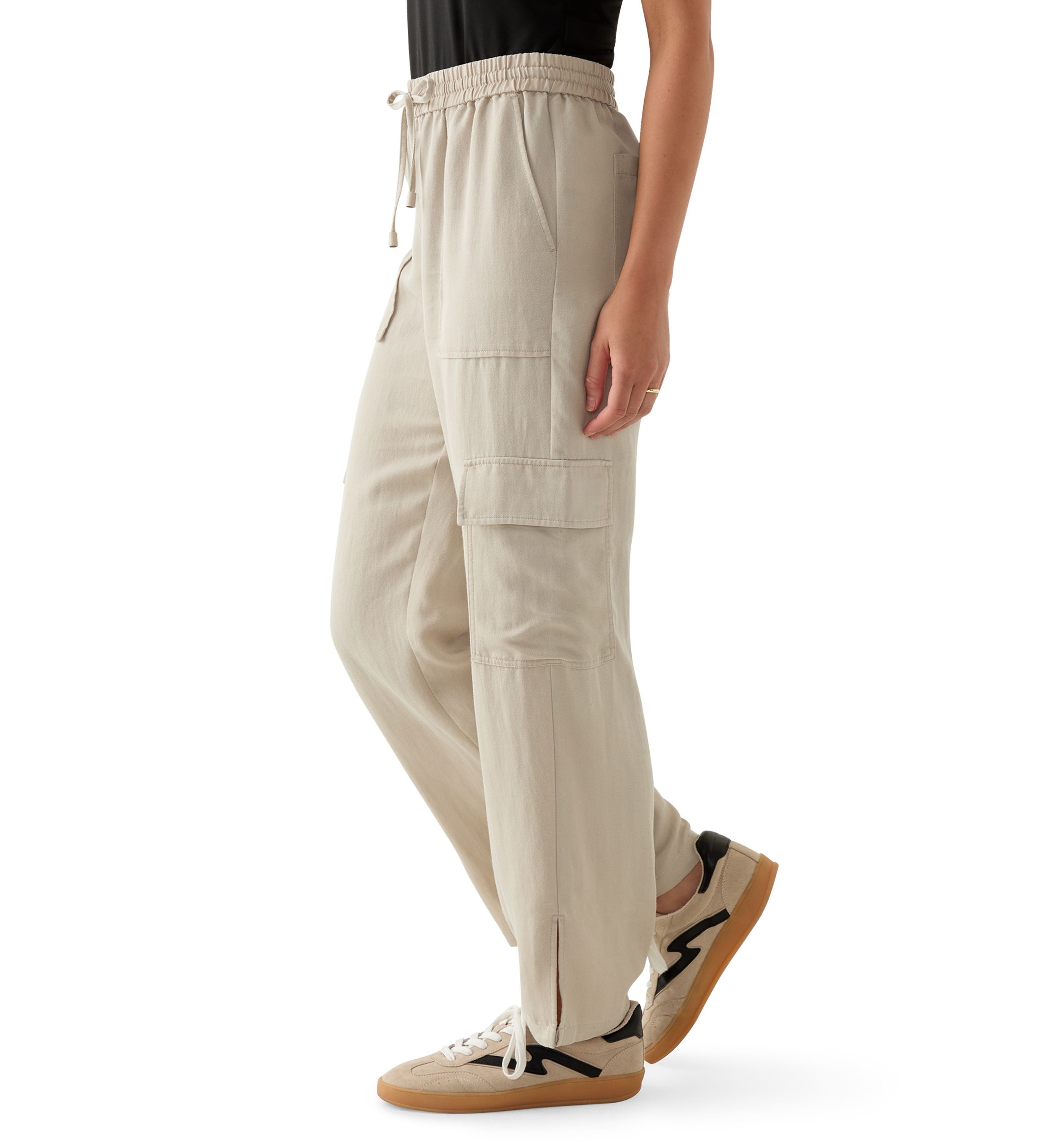 Petite Tie-Front Cargo Pants