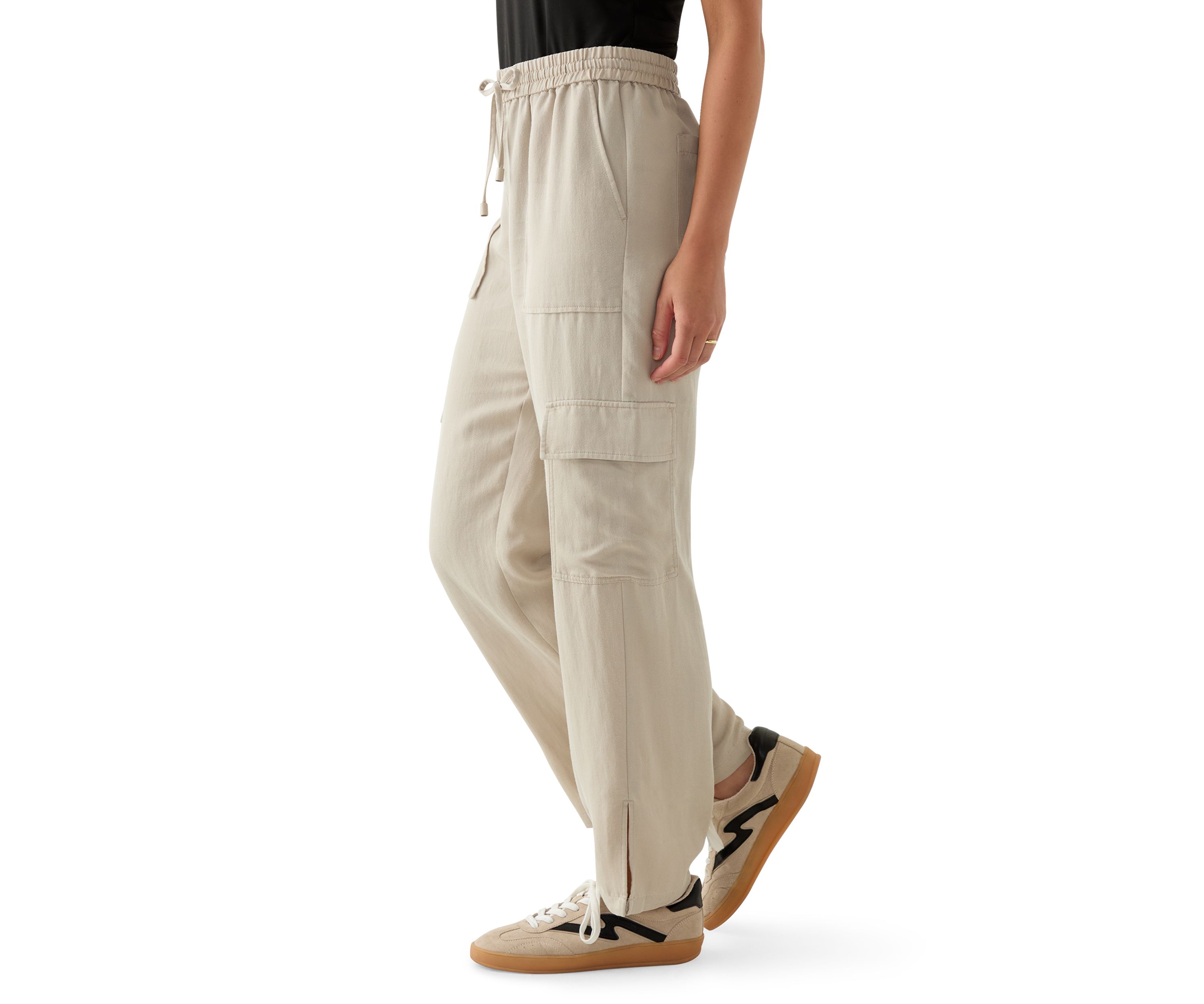 Petite Tie-Front Cargo Pants