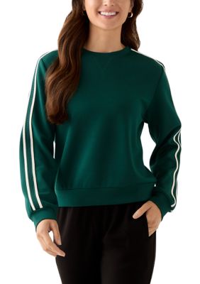 PHILOSOPHY BY REPUBLIC Women's Petite Long Sleeve Crew Neck Sweater with Trim, Green, PM