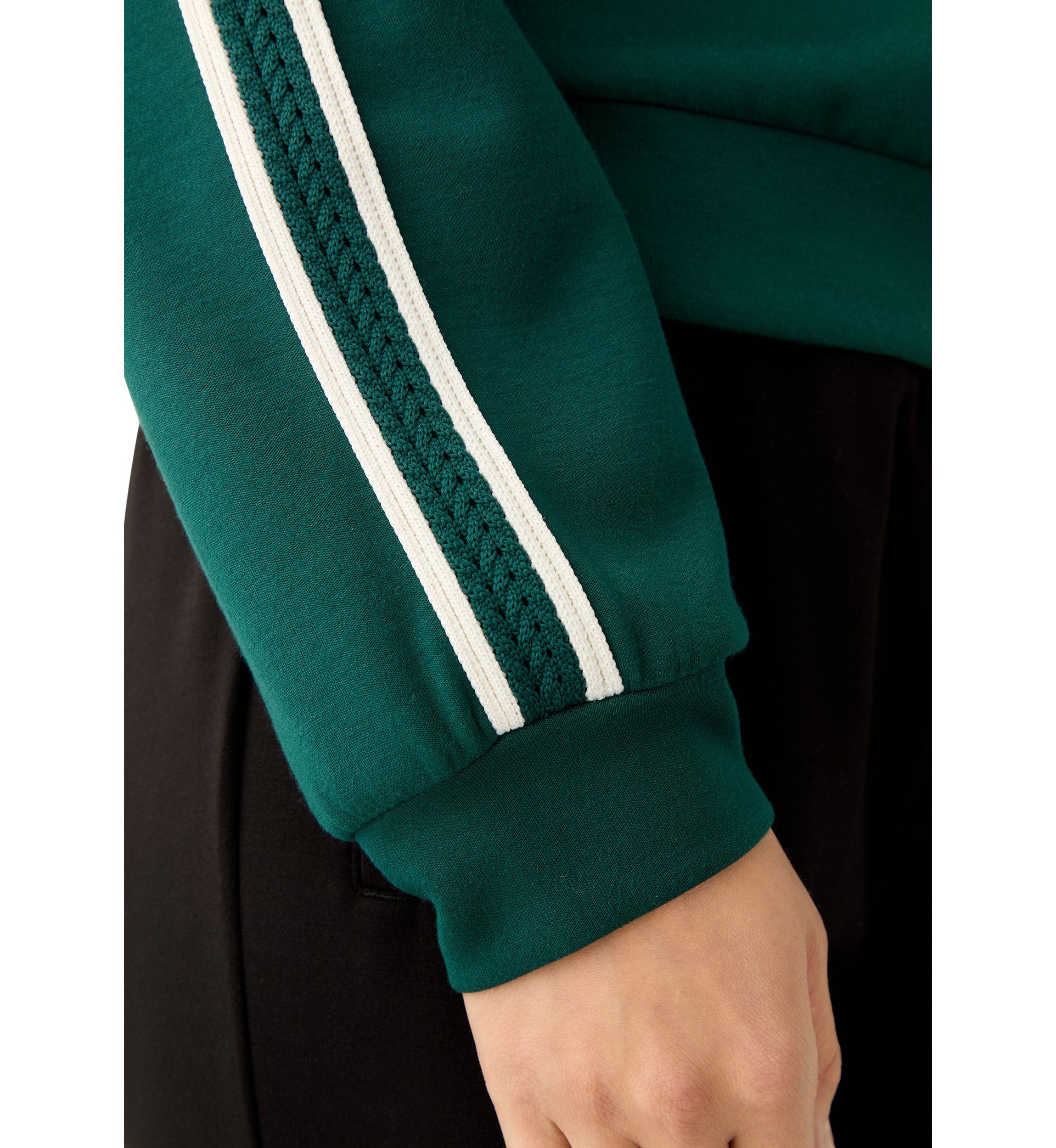 Petite Long Sleeve Crew Neck Sweater with Trim