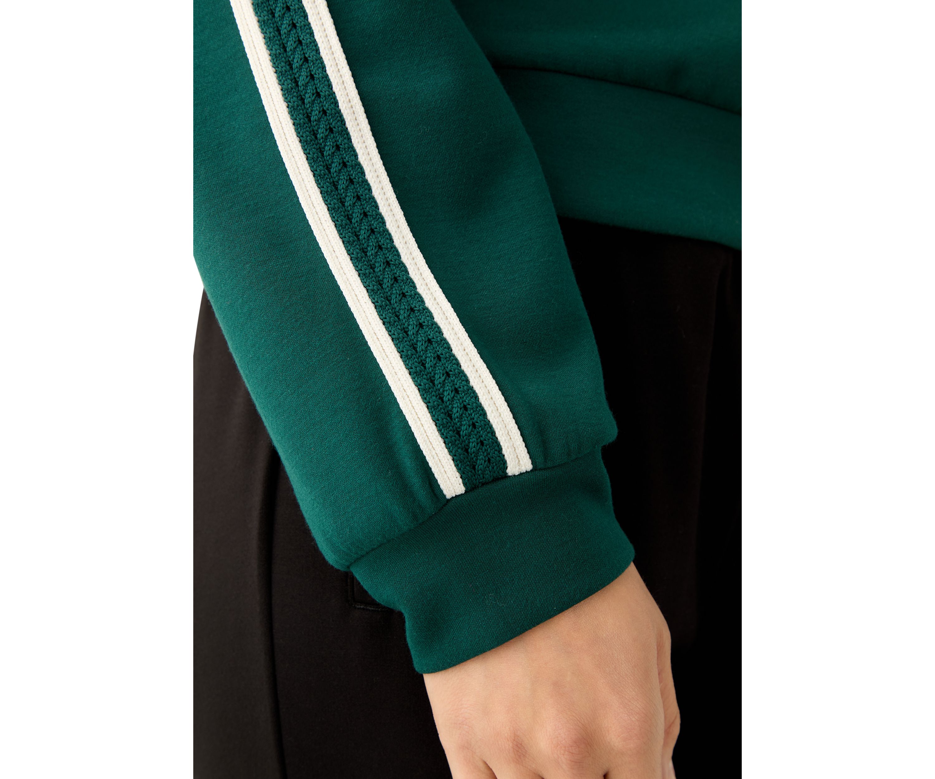 Petite Long Sleeve Crew Neck Sweater with Trim