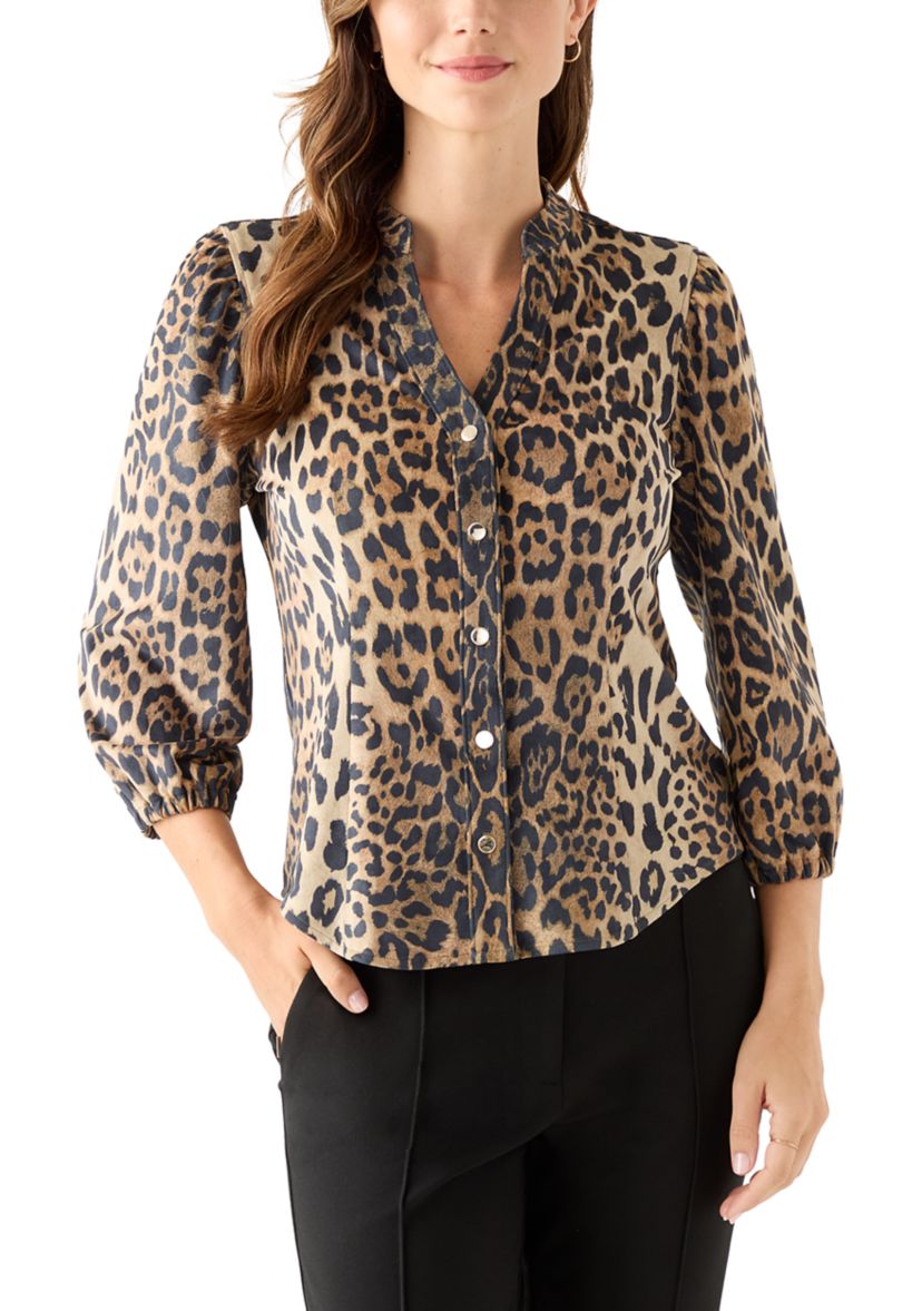 Womens 3/4 Sleeve Vegan Suede Shirt