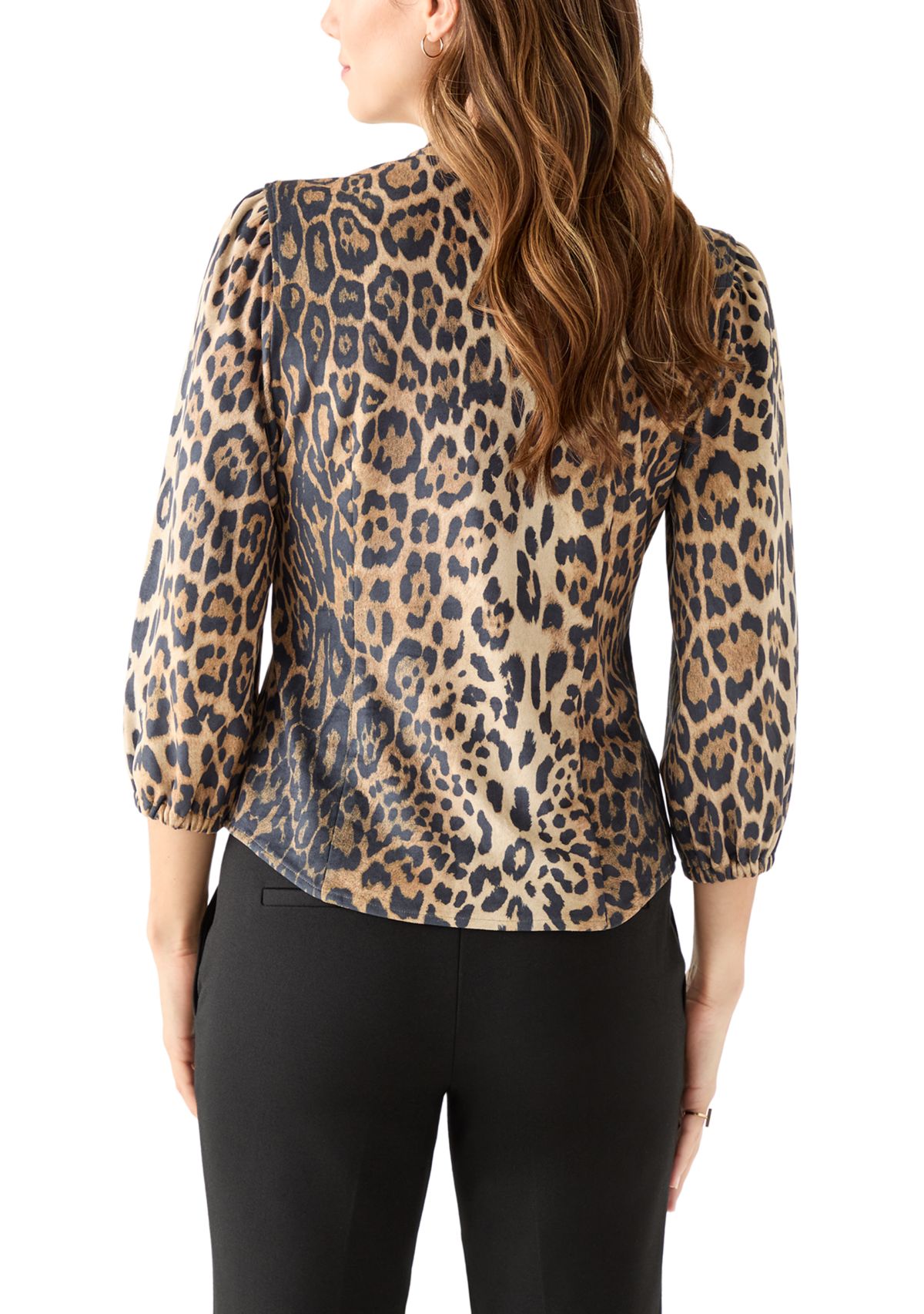 Womens 3/4 Sleeve Vegan Suede Shirt