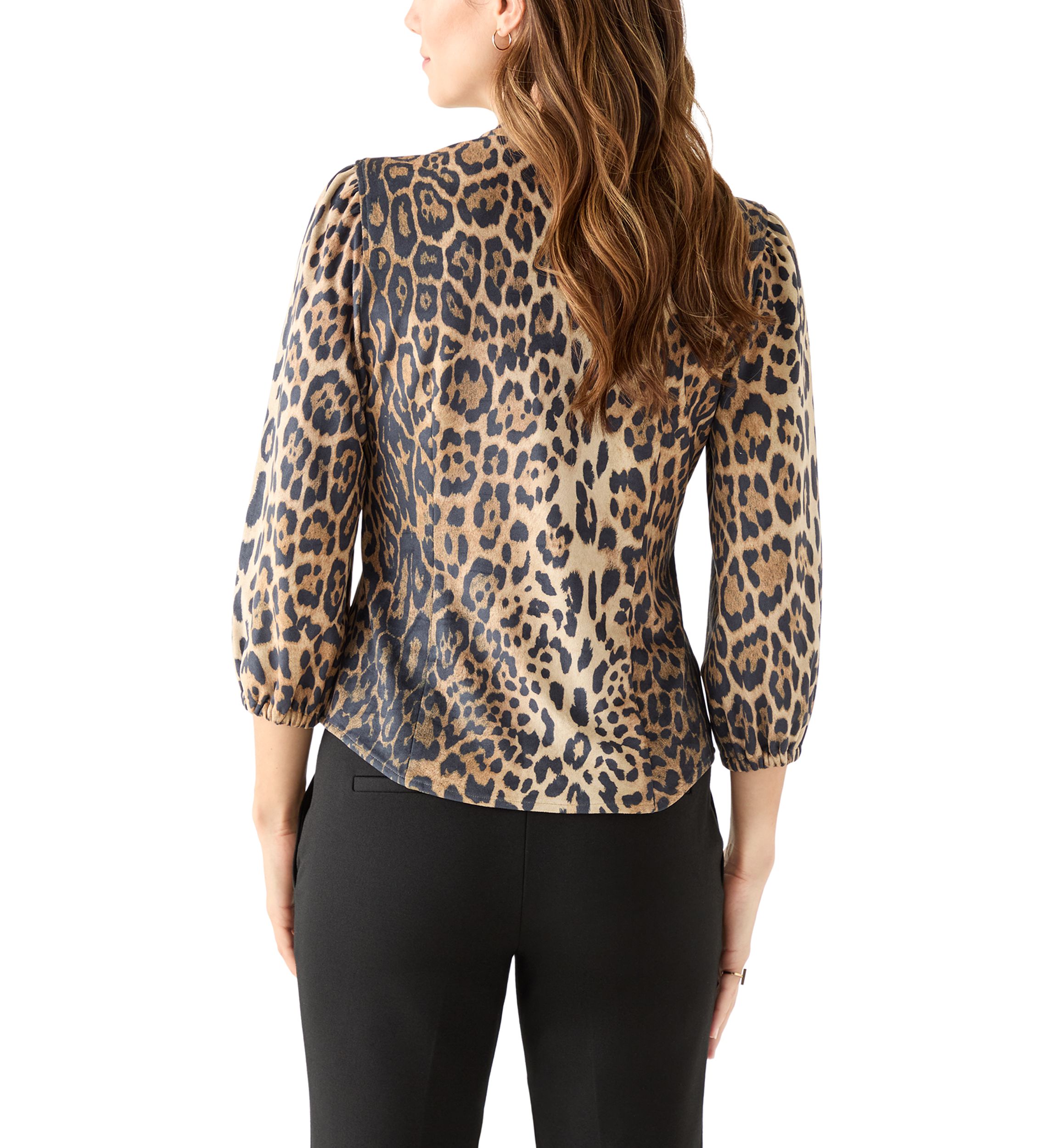 Womens 3/4 Sleeve Vegan Suede Shirt