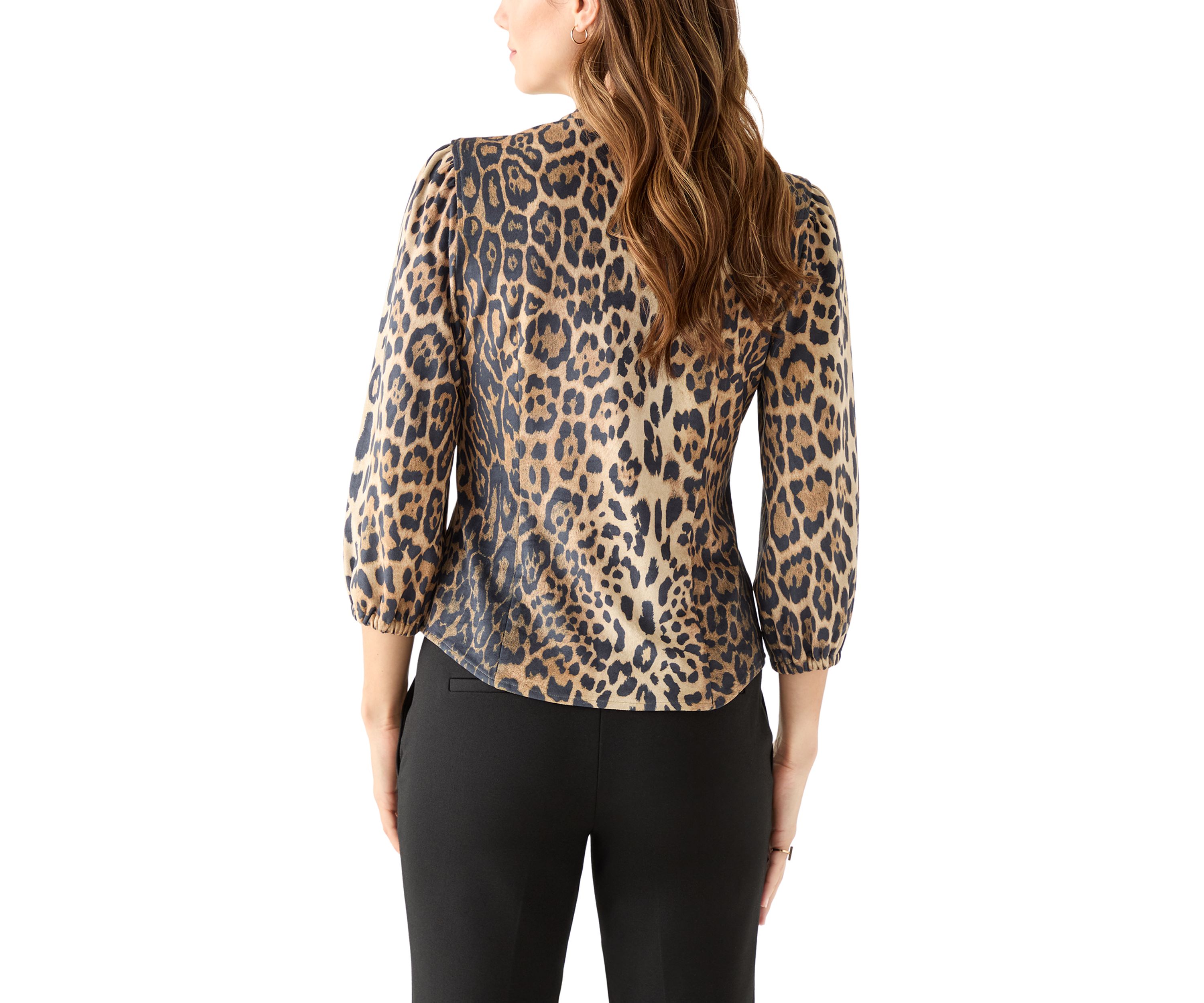 Womens 3/4 Sleeve Vegan Suede Shirt