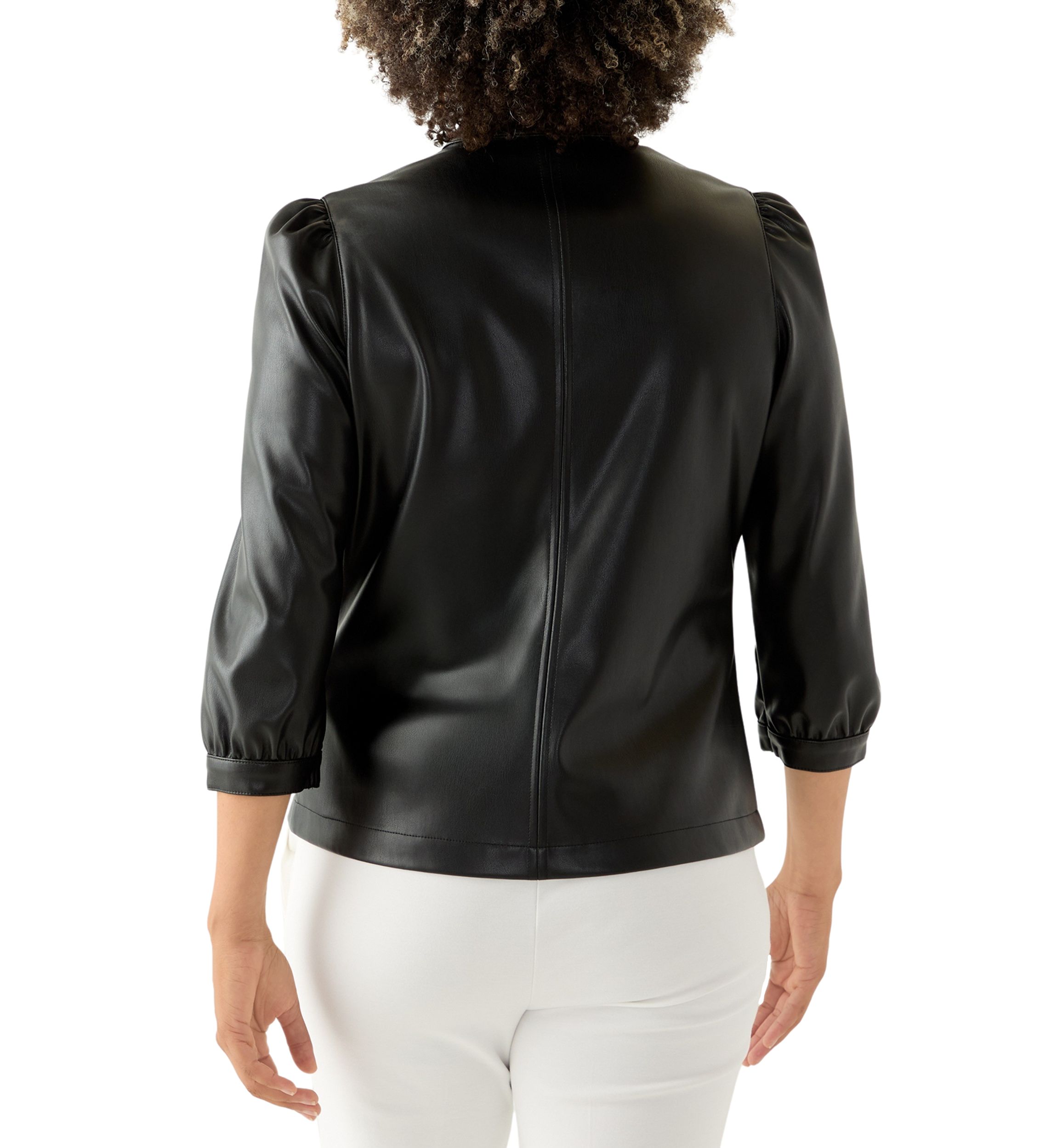 Womens Split Neck Vegan Leather Shirt 