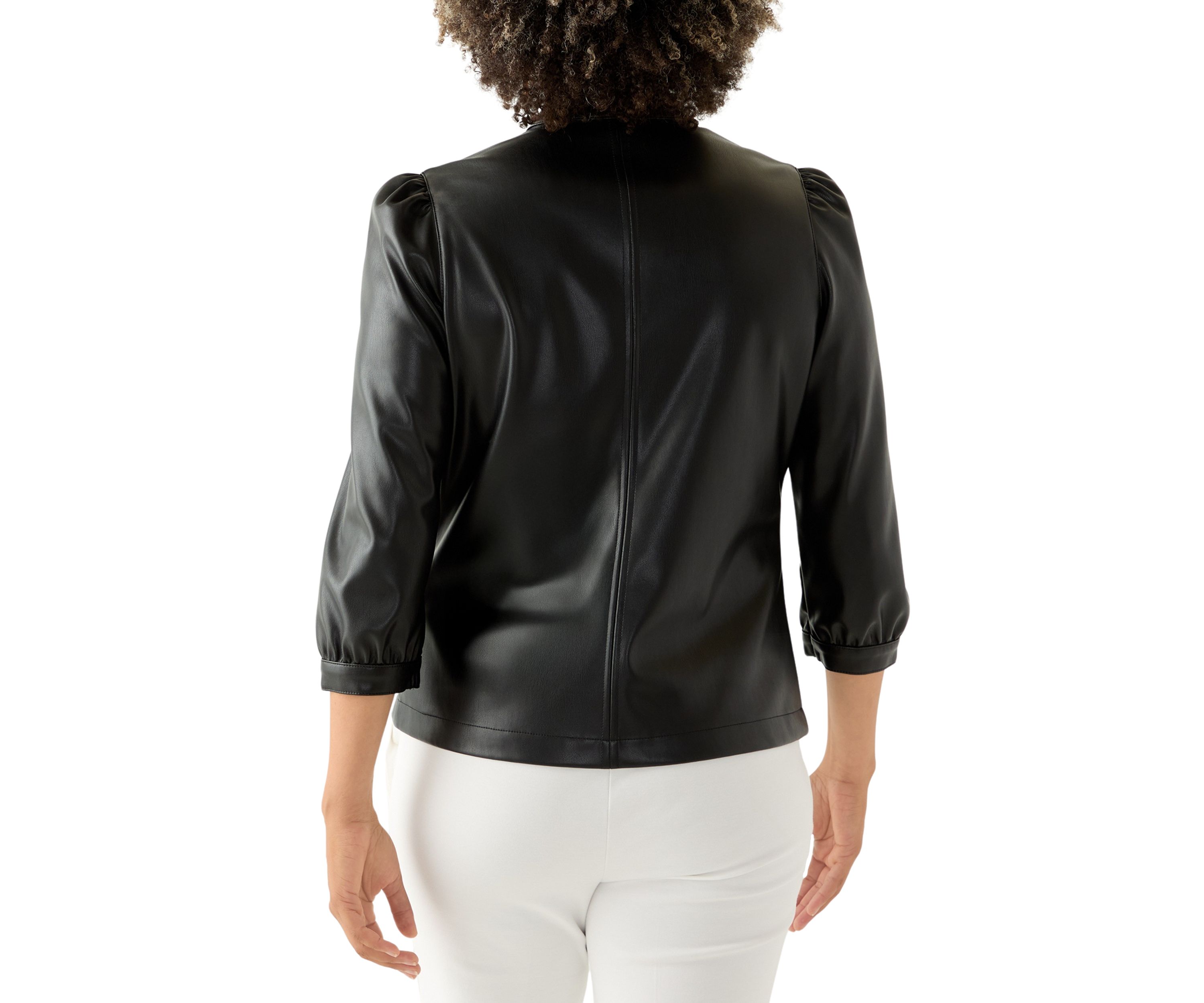 Womens Split Neck Vegan Leather Shirt 