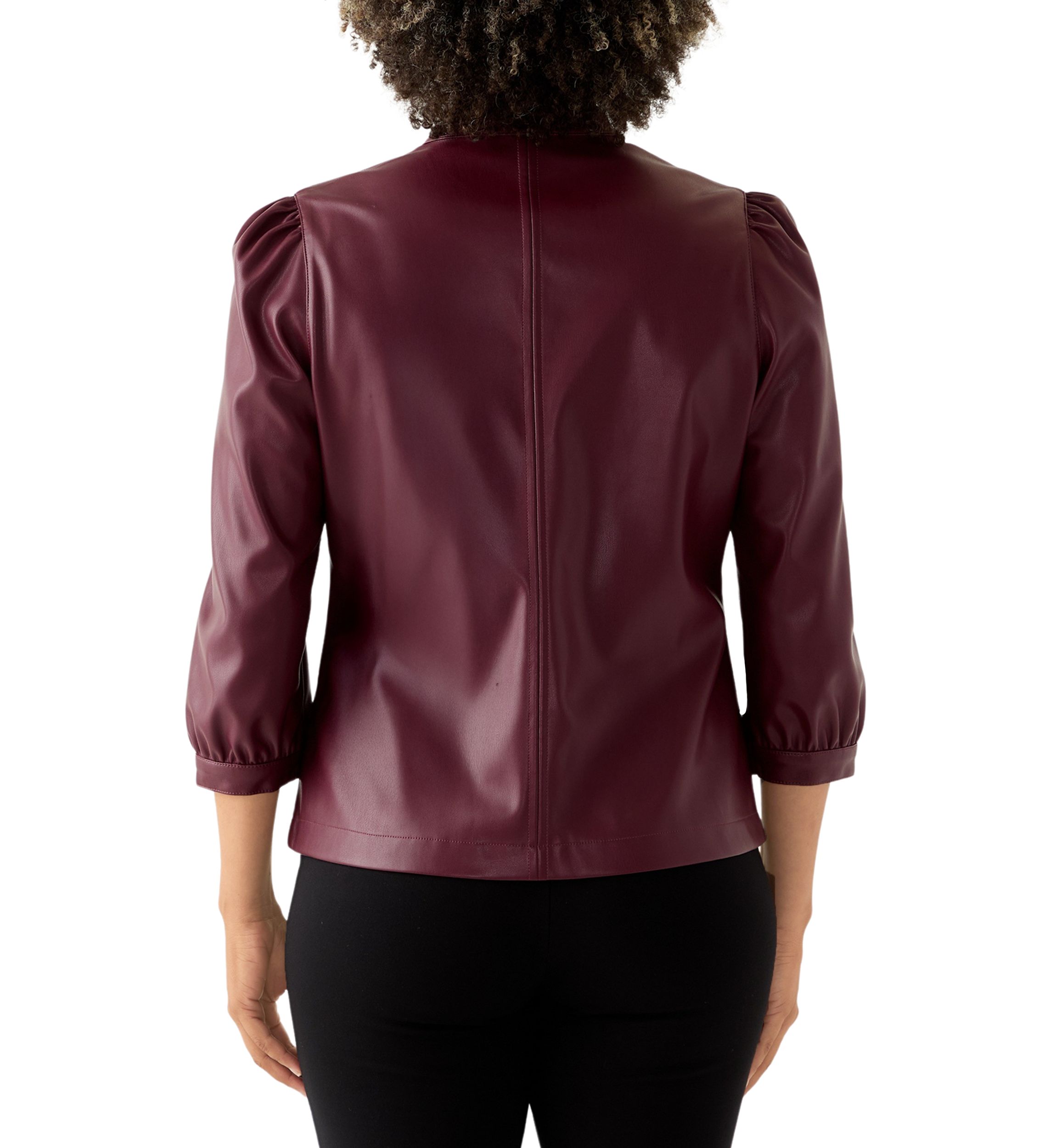 Womens Split Neck Vegan Leather Shirt 