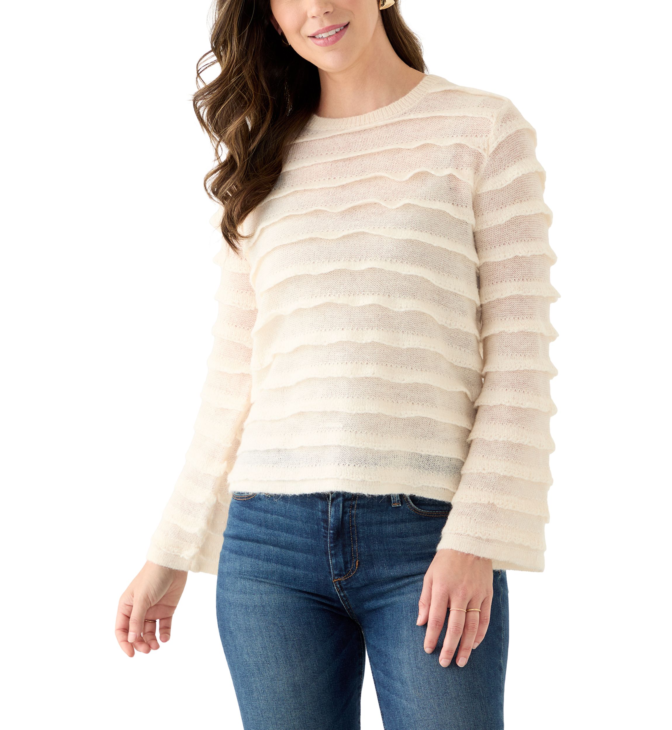 Womens Long Sleeve Textured Sweater
