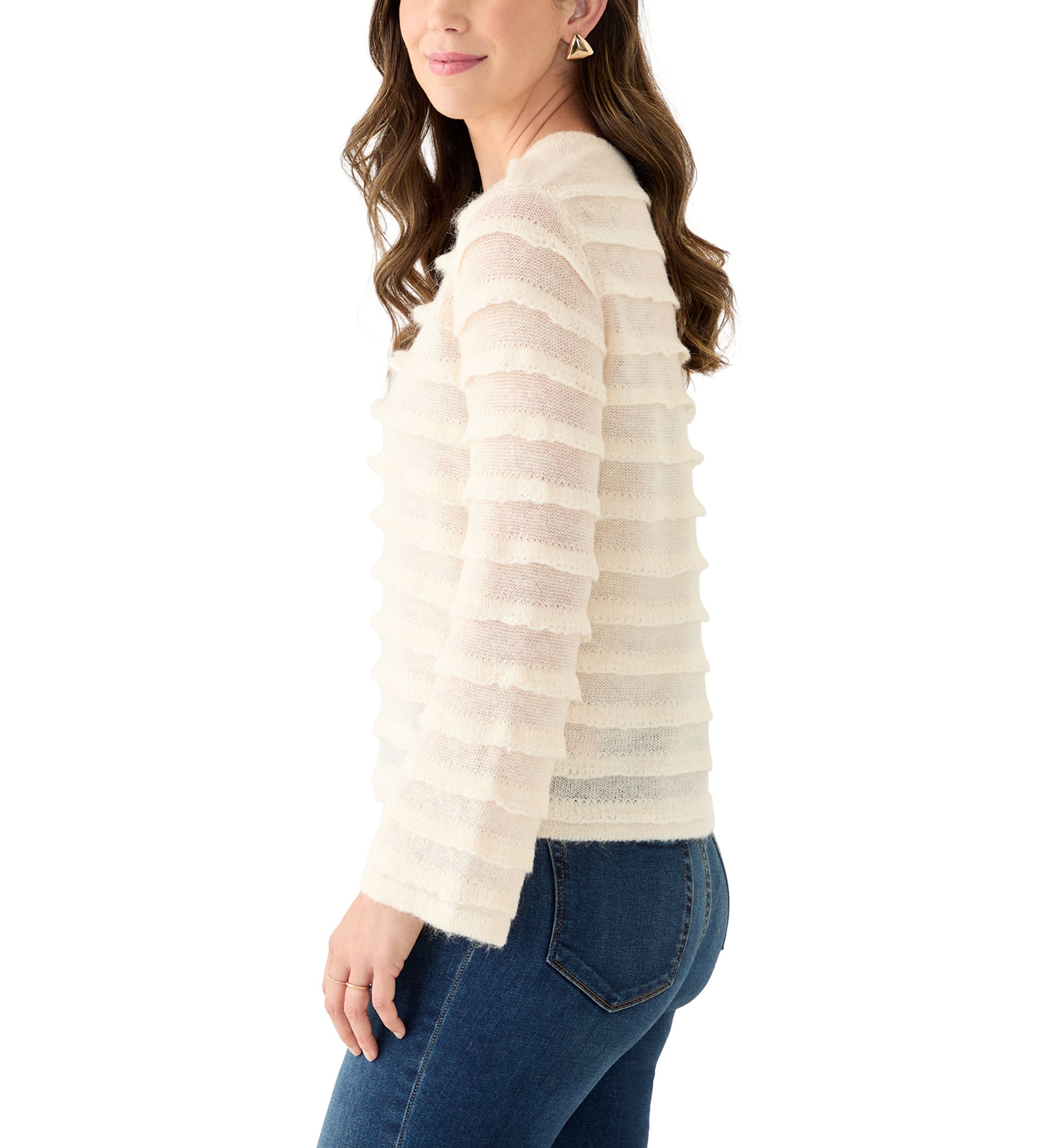Womens Long Sleeve Textured Sweater