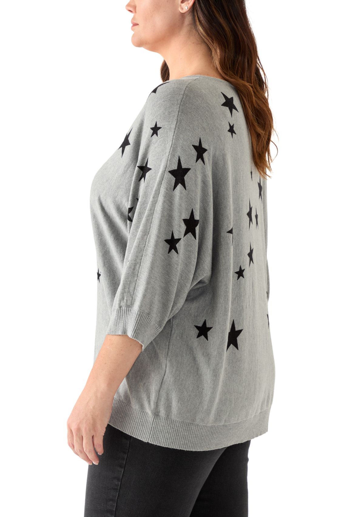 Plus Size Elbow Sleeve Sweater Knit 