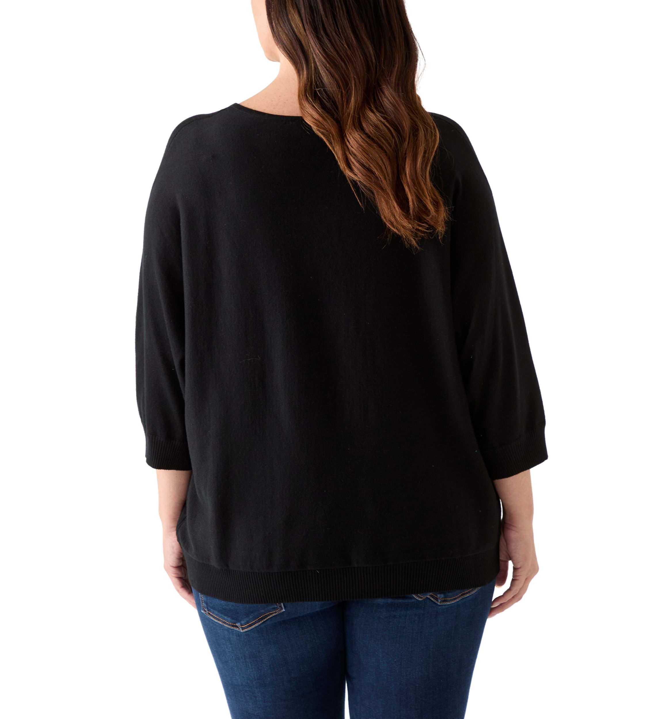 Plus Size Elbow Sleeve Sweater Knit Top