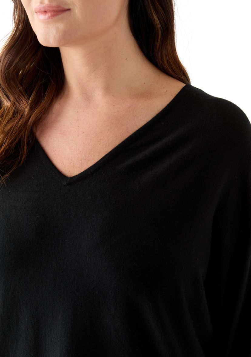 Plus Size Elbow Sleeve Sweater Knit Top