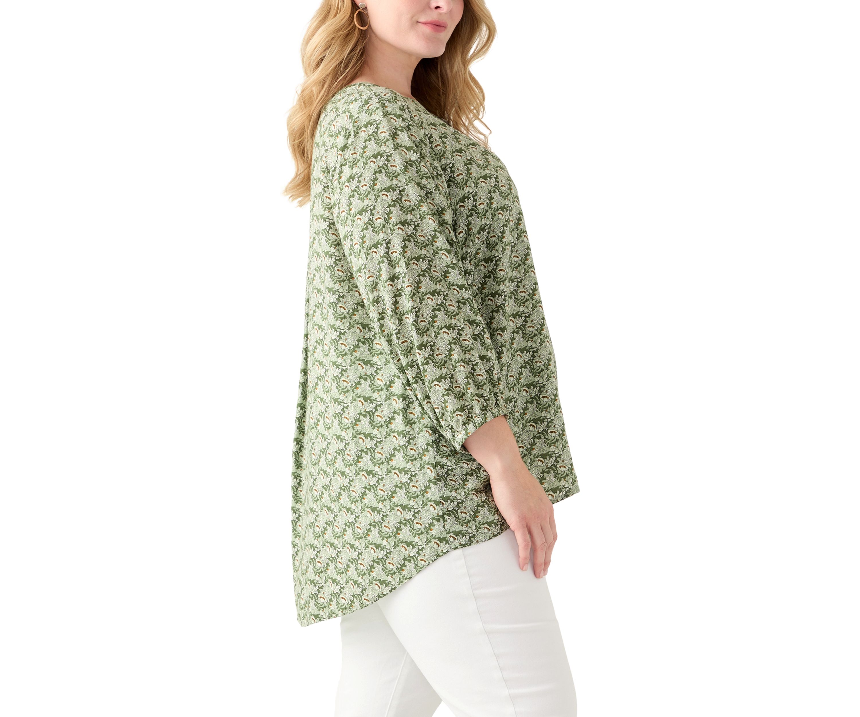 Plus Size Three-Quarter Sleeve Popover Top