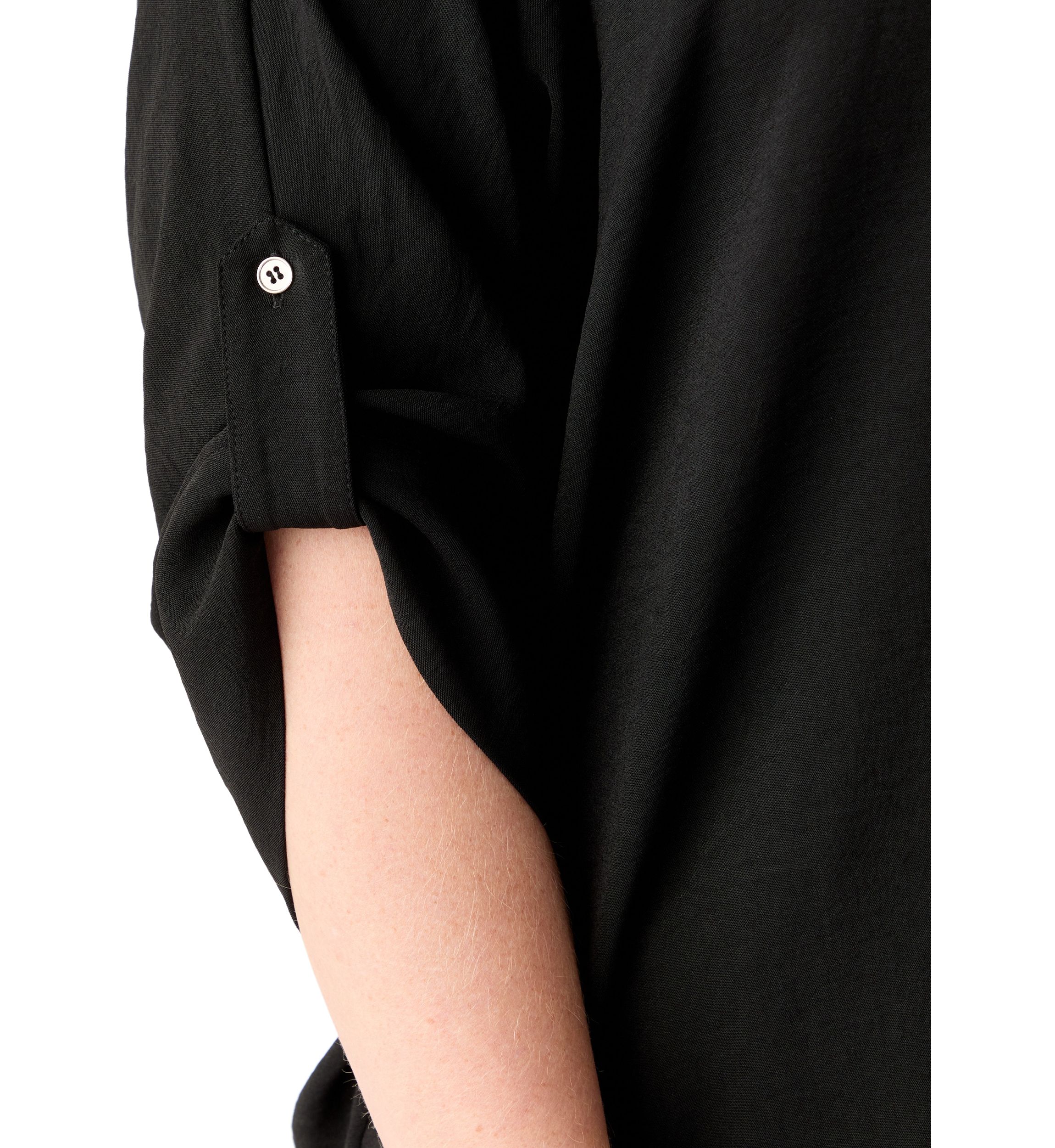 Plus Size Three-Quarter Sleeve Solid Woven Top