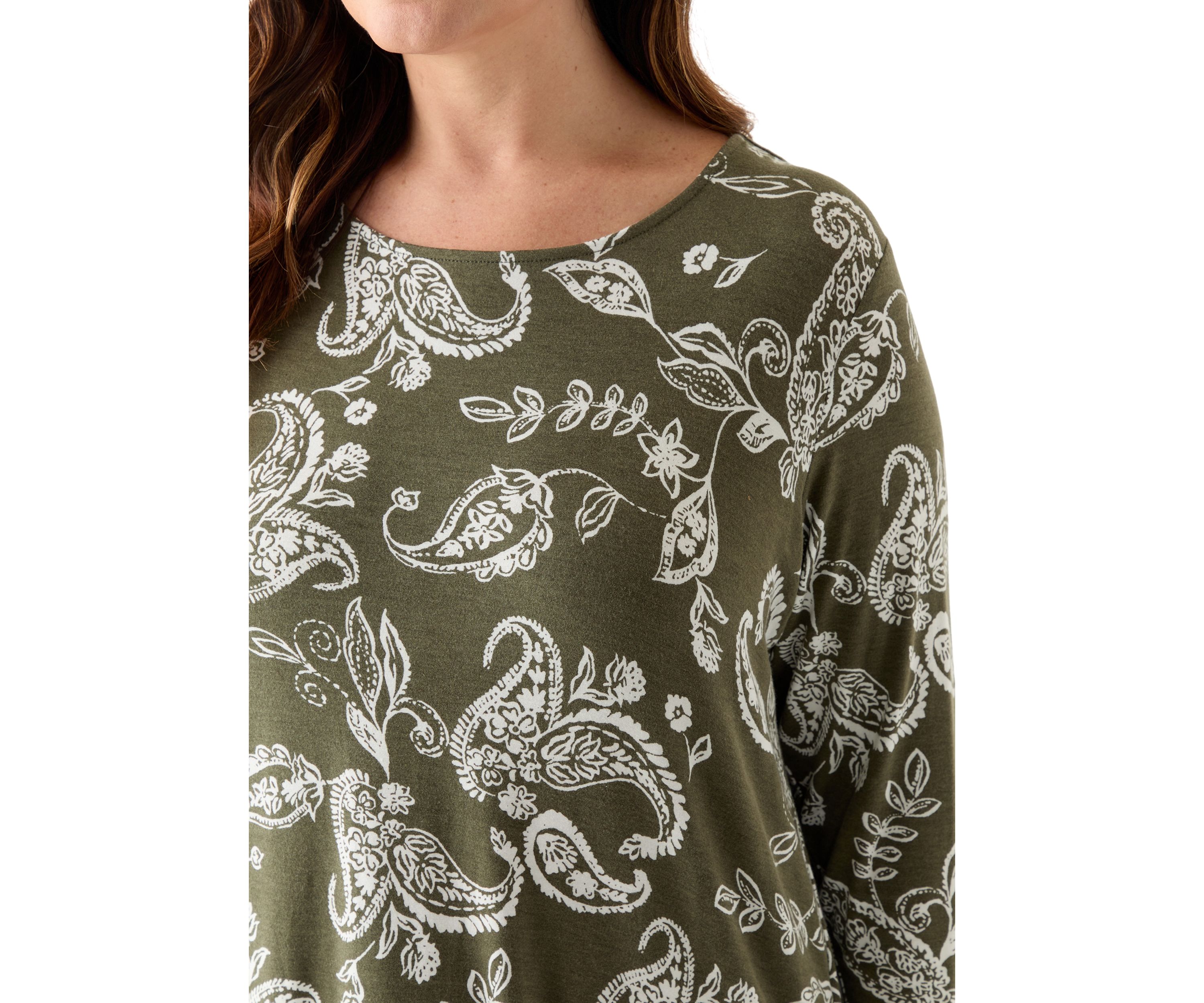 Plus Size 3/4 Sleeve Pleat Back T-Shirt