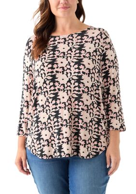 PHILOSOPHY BY REPUBLIC Women's Plus Size 3/4 Sleeve Pleat Back T-Shirt, 3X