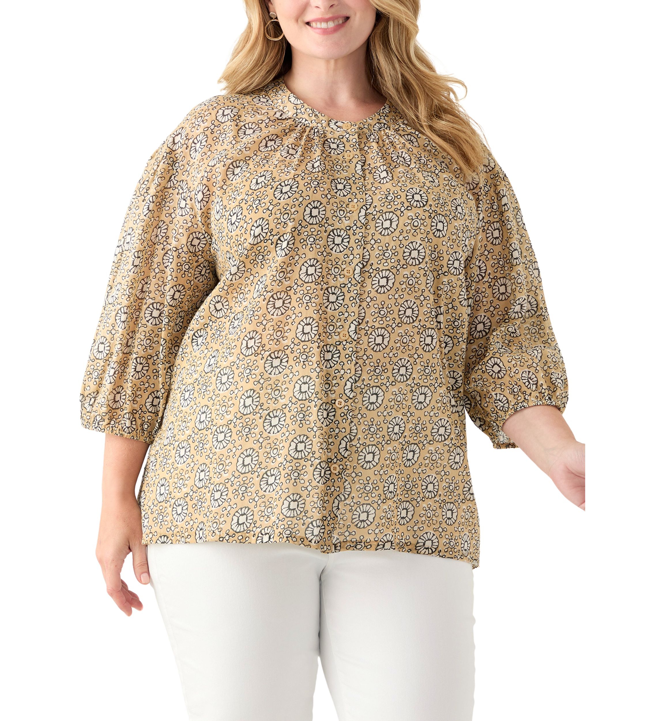 Plus Size Button Down Woven Blouse